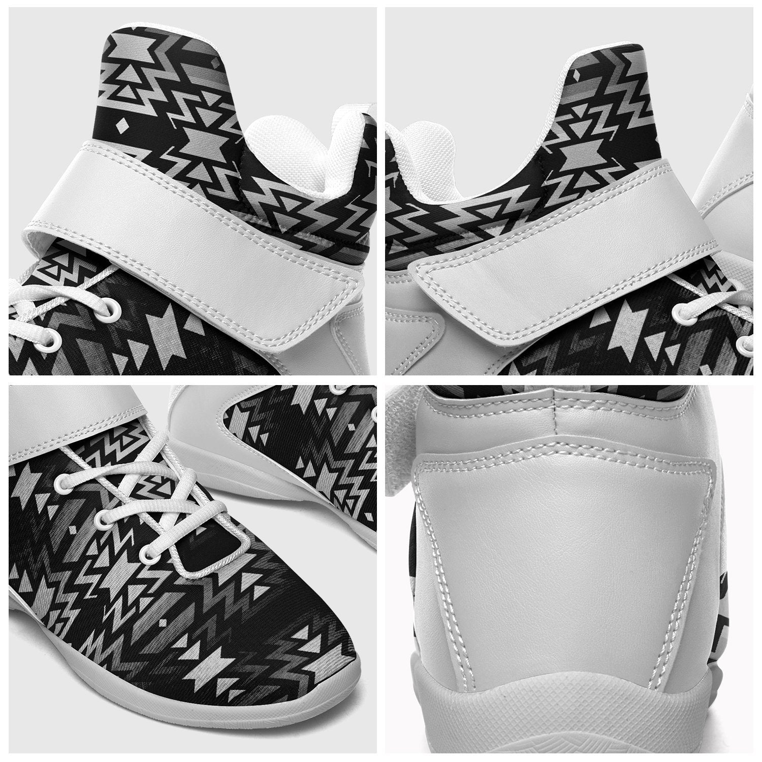 Black Fire Black and White Kid's Ipottaa Basketball / Sport High Top Shoes 49 Dzine