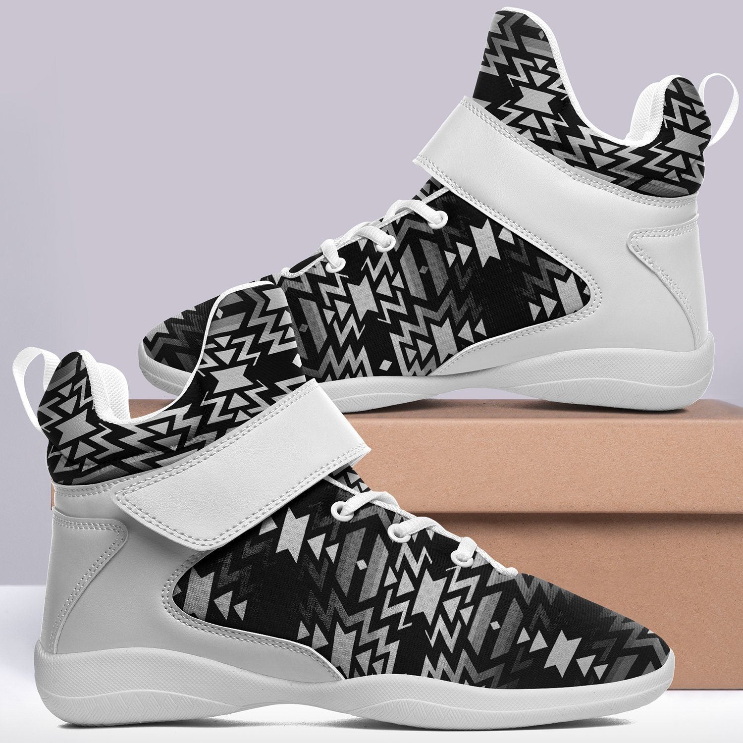 Black Fire Black and White Kid's Ipottaa Basketball / Sport High Top Shoes 49 Dzine