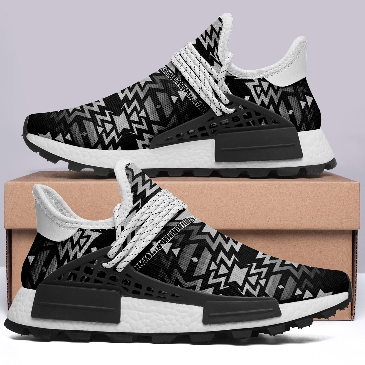 Black Fire Black and White Okaki Sneakers Shoes 49 Dzine