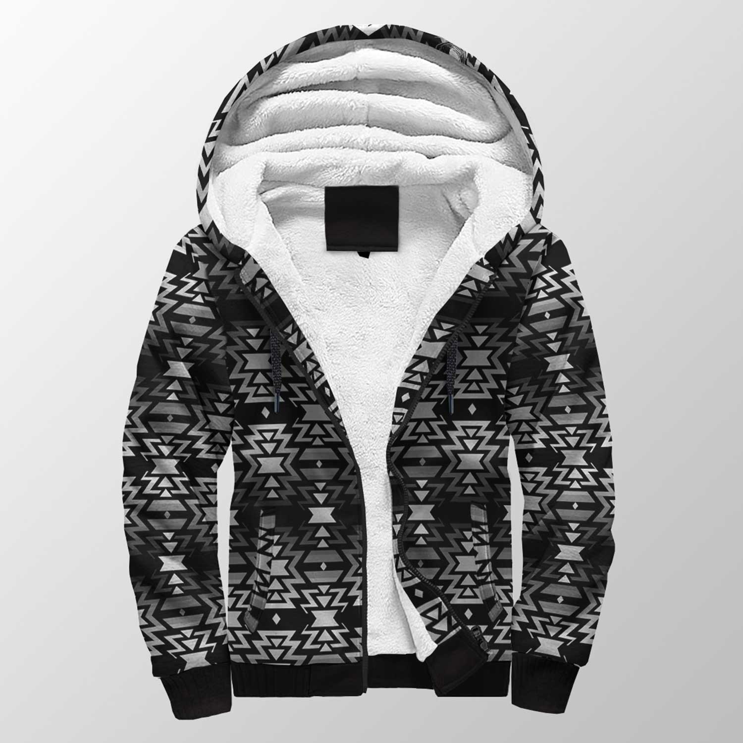 Black Fire Black and White Sherpa Hoodie 49 Dzine