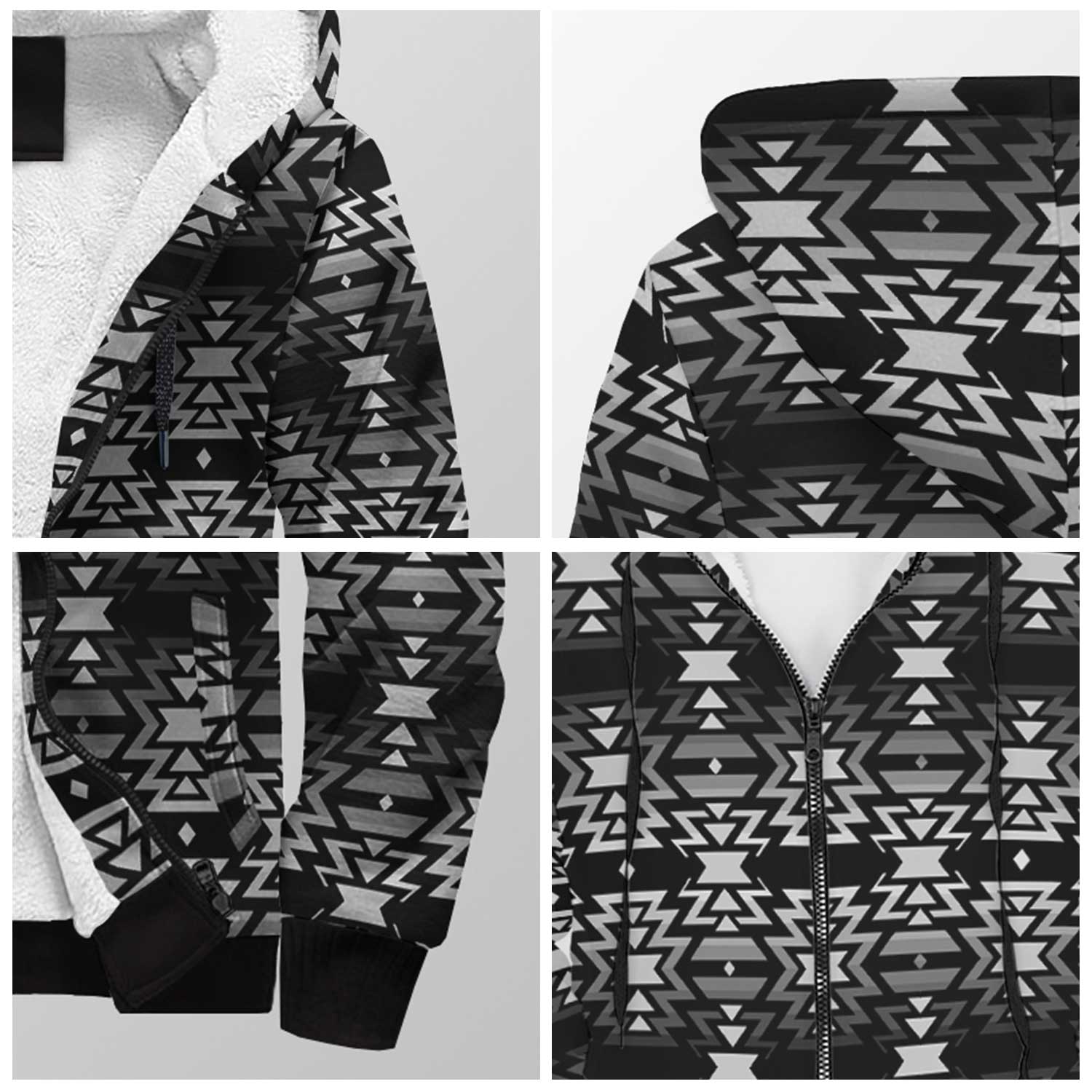 Black Fire Black and White Sherpa Hoodie 49 Dzine