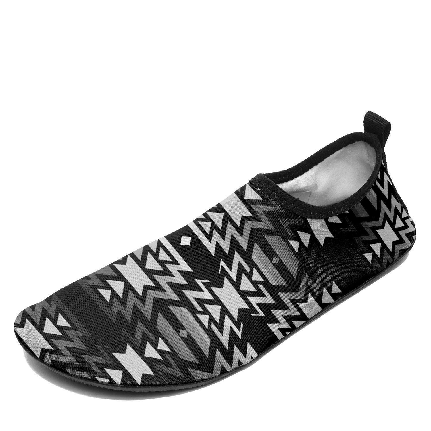 Black Fire Black and White Sockamoccs Kid's Slip On Shoes 49 Dzine