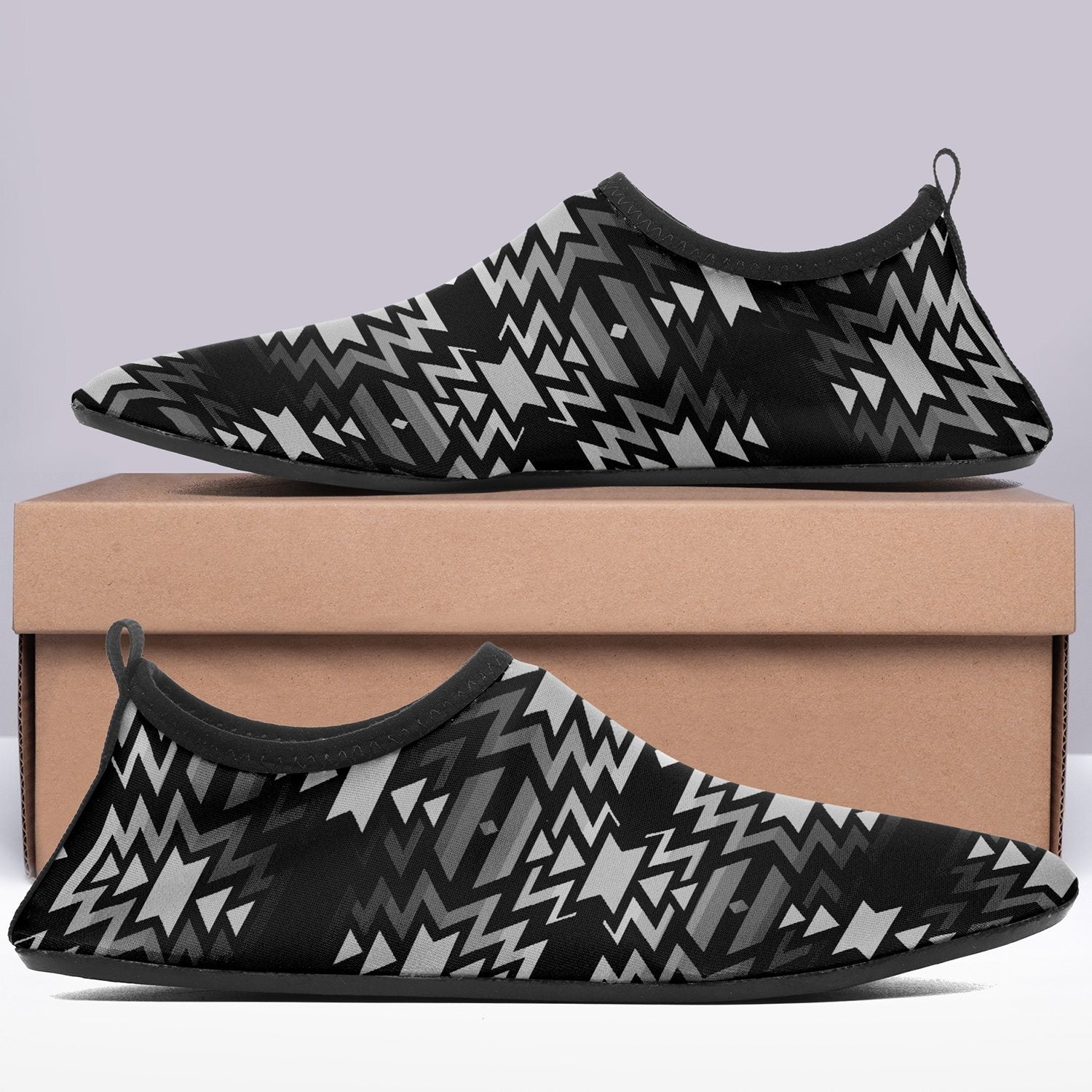 Black Fire Black and White Sockamoccs Slip On Shoes 49 Dzine