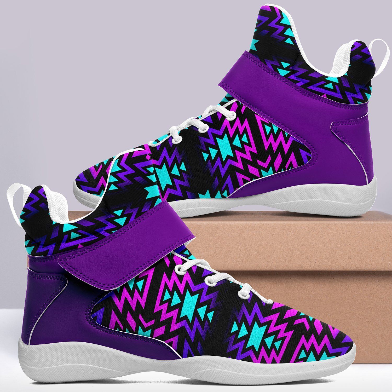 Black Fire Winter Sunset Ipottaa Basketball / Sport High Top Shoes - White Sole 49 Dzine