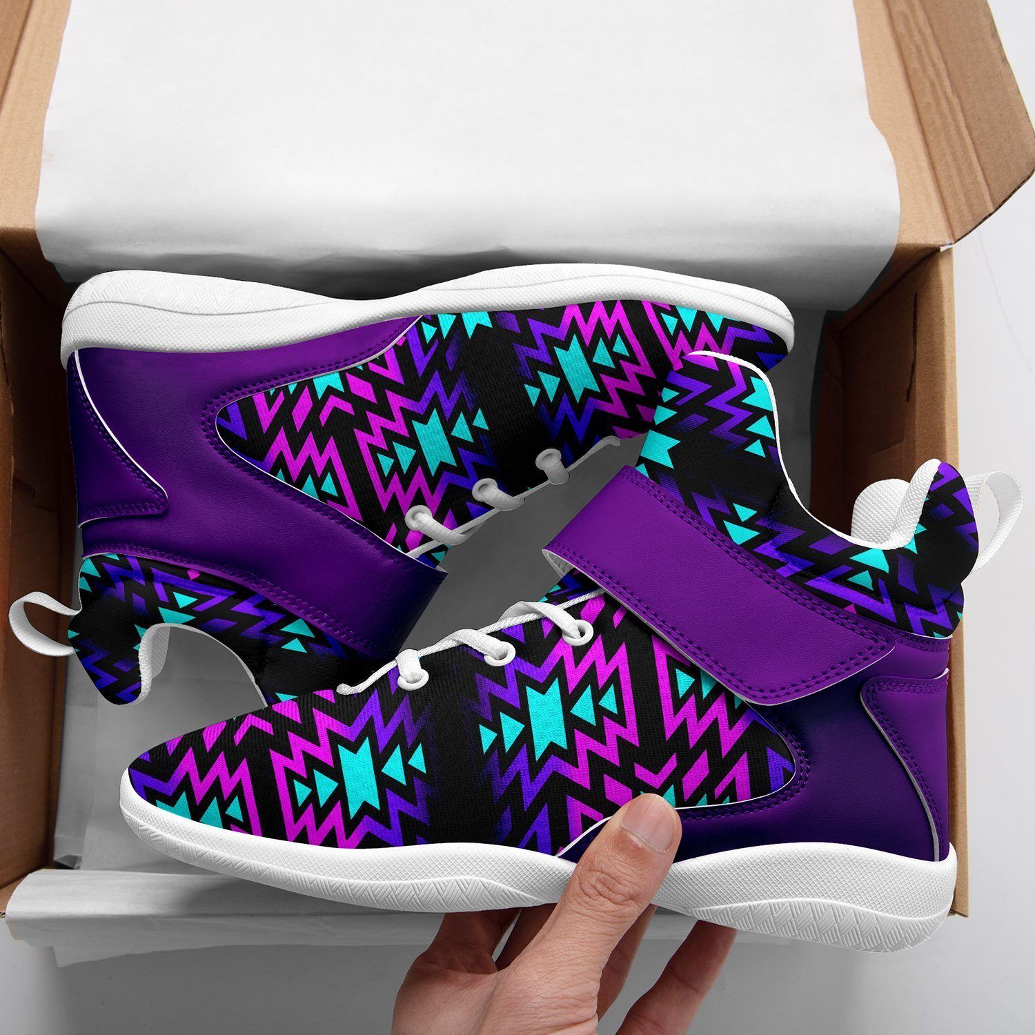 Black Fire Winter Sunset Ipottaa Basketball / Sport High Top Shoes - White Sole 49 Dzine