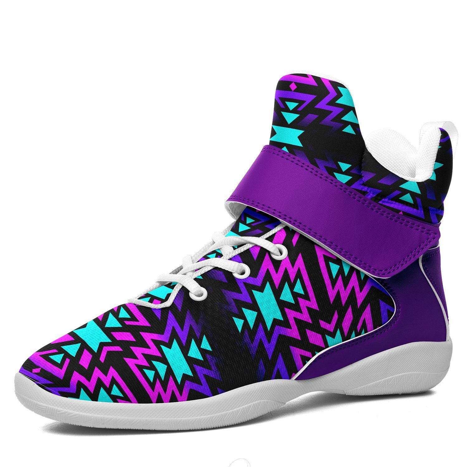 Black Fire Winter Sunset Ipottaa Basketball / Sport High Top Shoes - White Sole 49 Dzine US Men 7 / EUR 40 White Sole with Indigo Strap