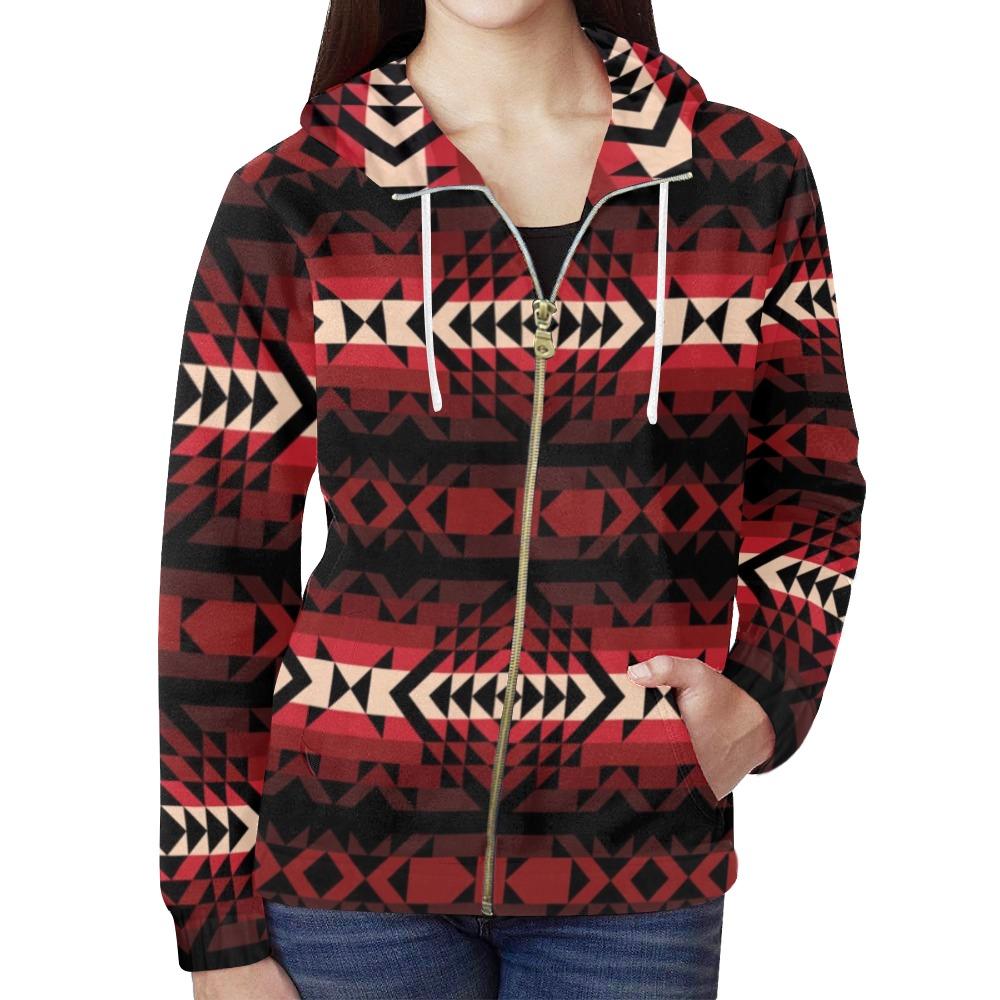 Black Rose All Over Print Full Zip Hoodie for Women (Model H14) All Over Print Full Zip Hoodie for Women (H14) e-joyer