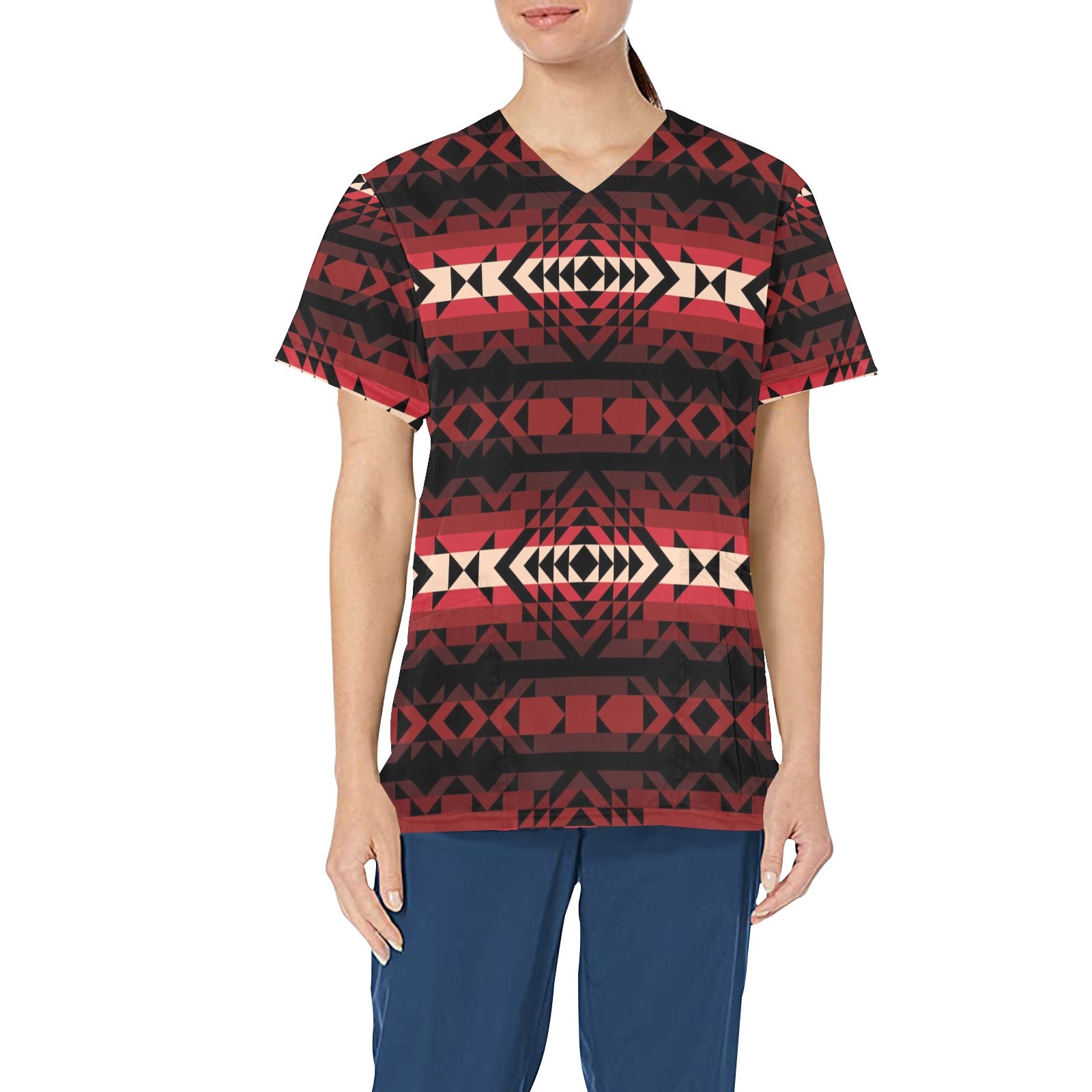 Black Rose All Over Print Scrub Top Scrub Top e-joyer