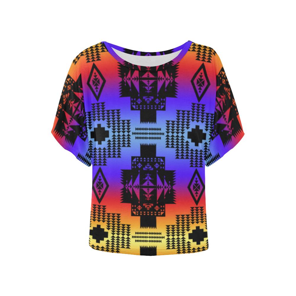 Black Sunset Women's Batwing-Sleeved Blouse T shirt (Model T44) Women's Batwing-Sleeved Blouse T shirt (T44) e-joyer