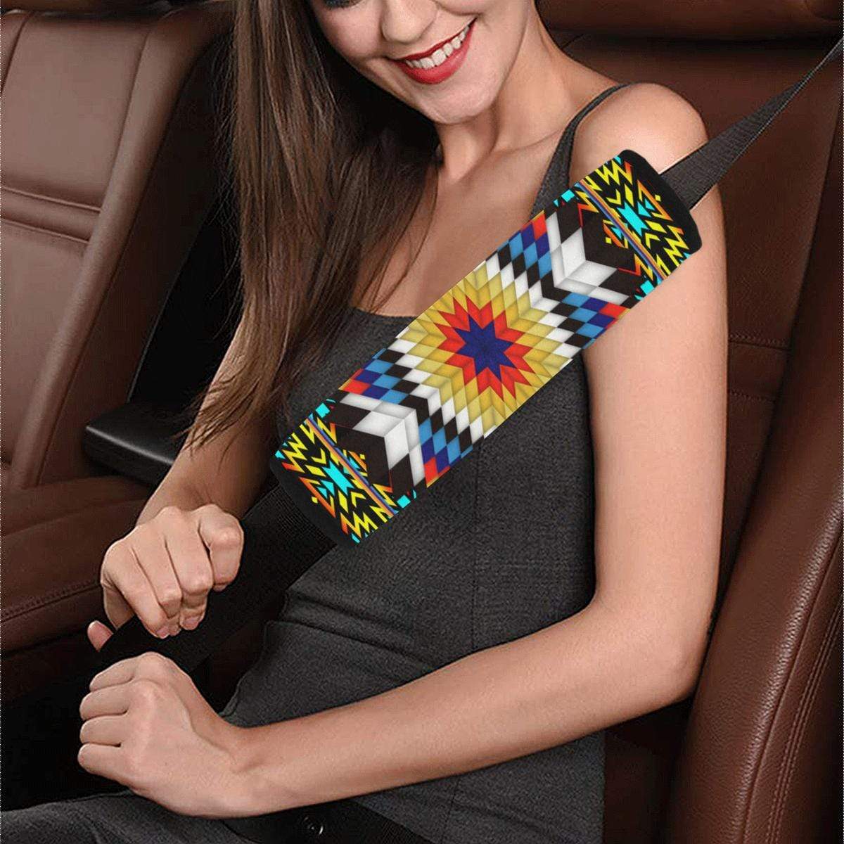 Blackfire and Turquoise Star Car Seat Belt Cover 7''x12.6'' Car Seat Belt Cover 7''x12.6'' e-joyer