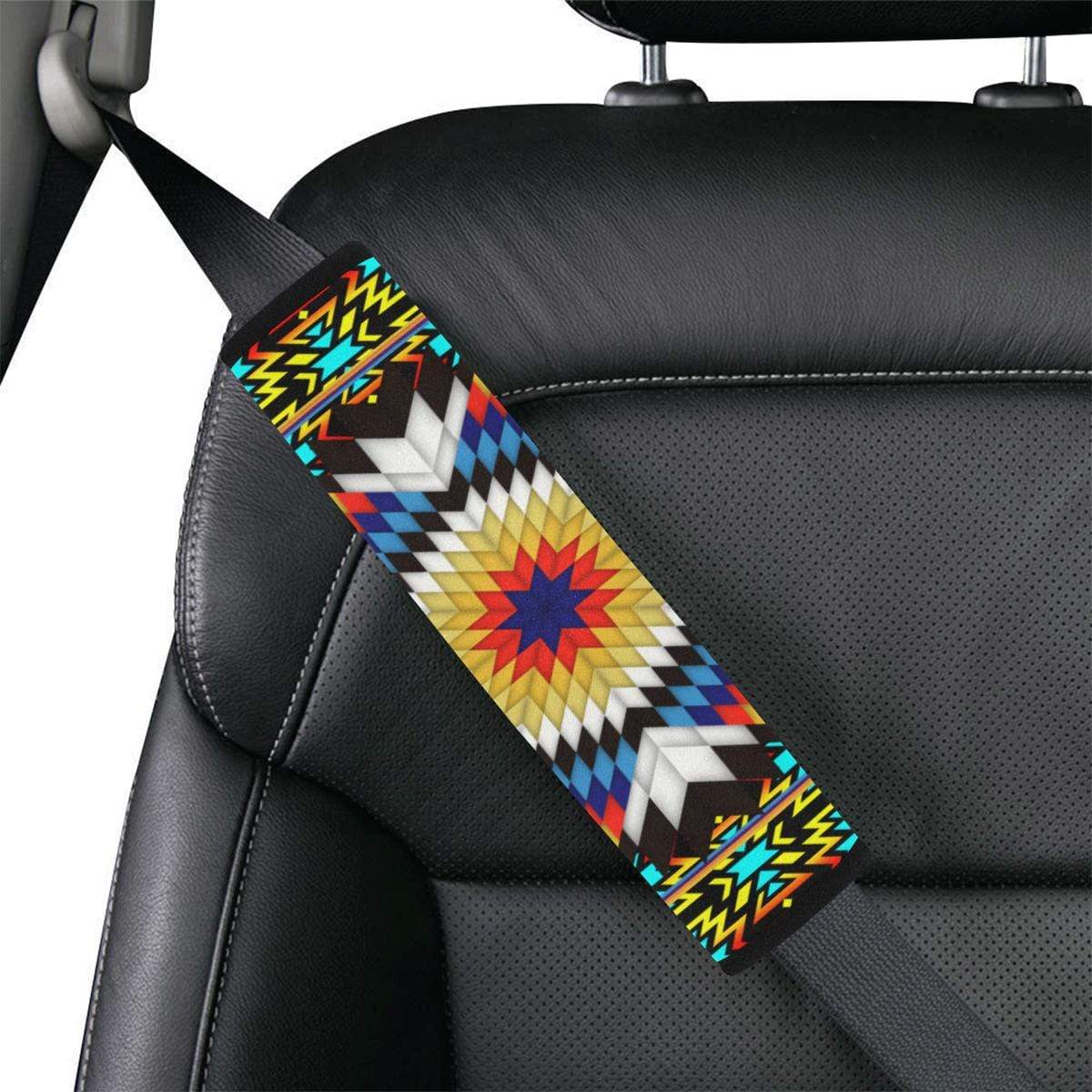 Blackfire and Turquoise Star Car Seat Belt Cover 7''x12.6'' Car Seat Belt Cover 7''x12.6'' e-joyer