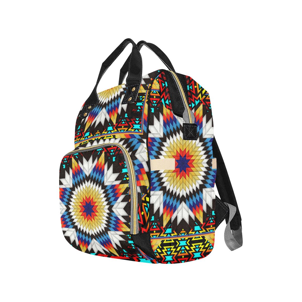Blackfire and Turquoise Star Multi-Function Diaper Backpack (Model 1688) Diaper Backpack (1688) e-joyer