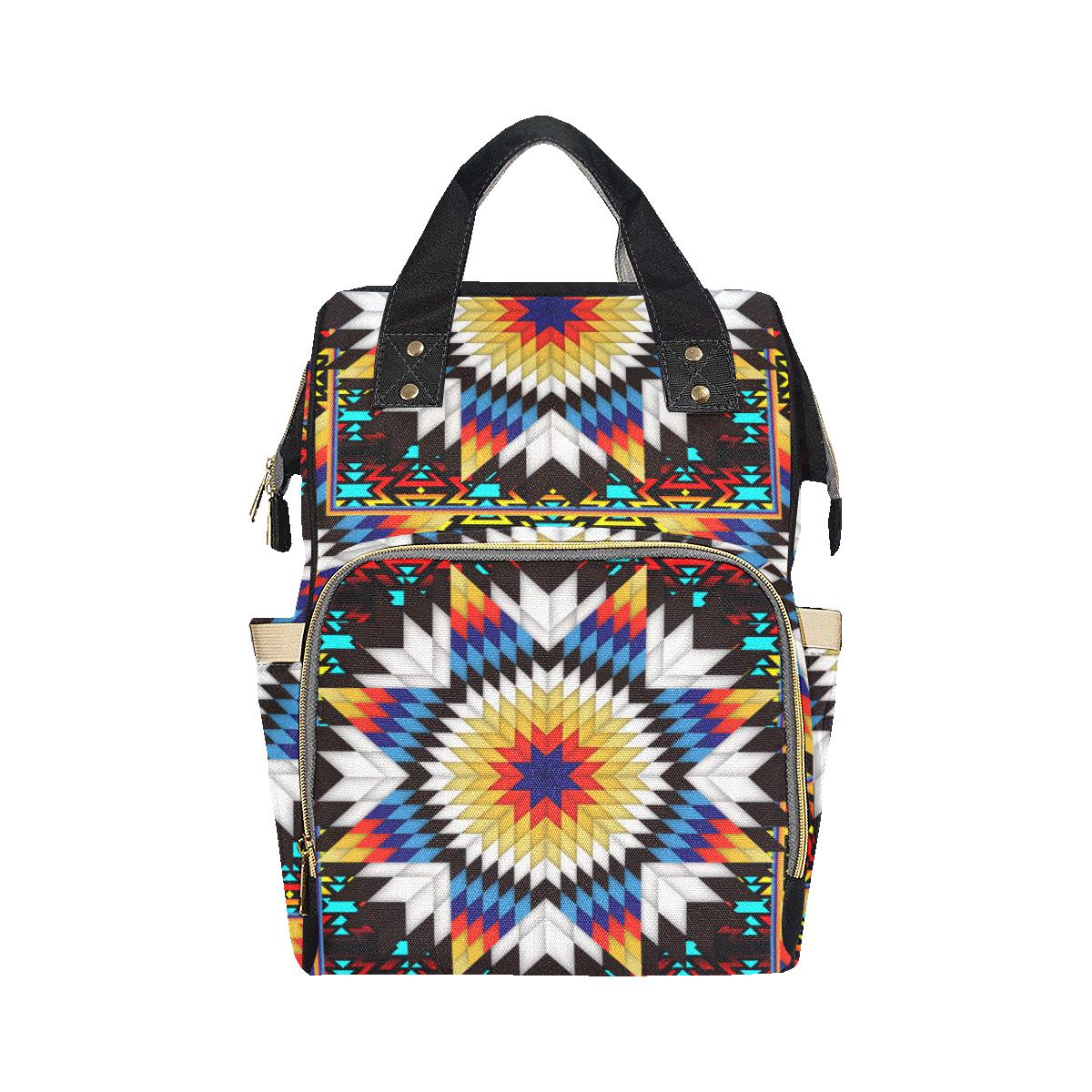 Blackfire and Turquoise Star Multi-Function Diaper Backpack (Model 1688) Diaper Backpack (1688) e-joyer