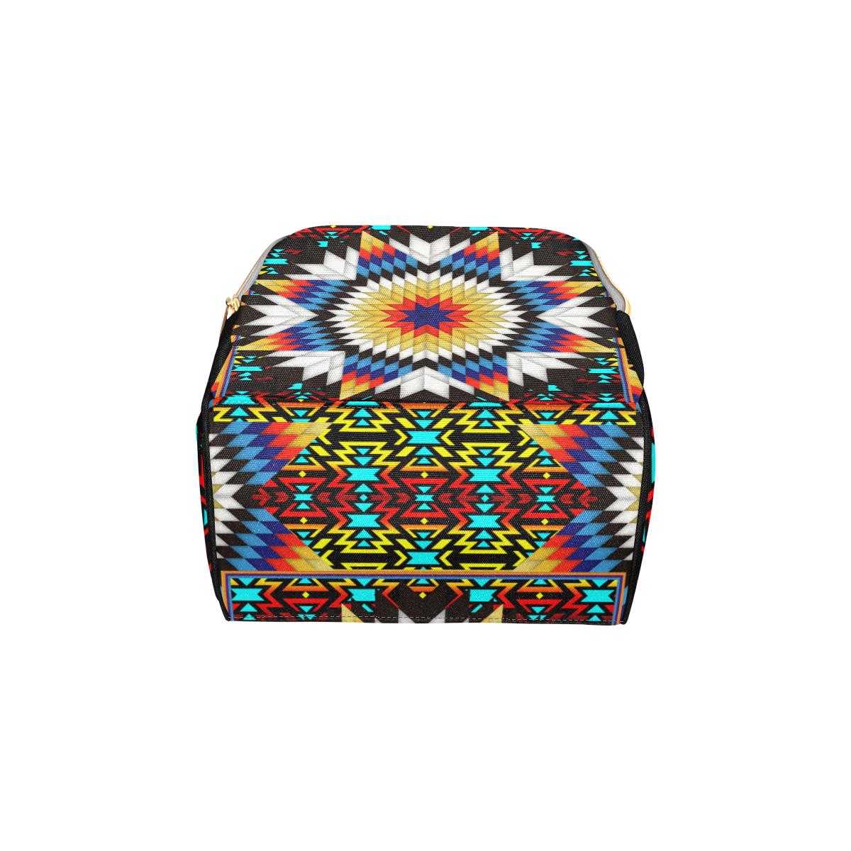 Blackfire and Turquoise Star Multi-Function Diaper Backpack (Model 1688) Diaper Backpack (1688) e-joyer