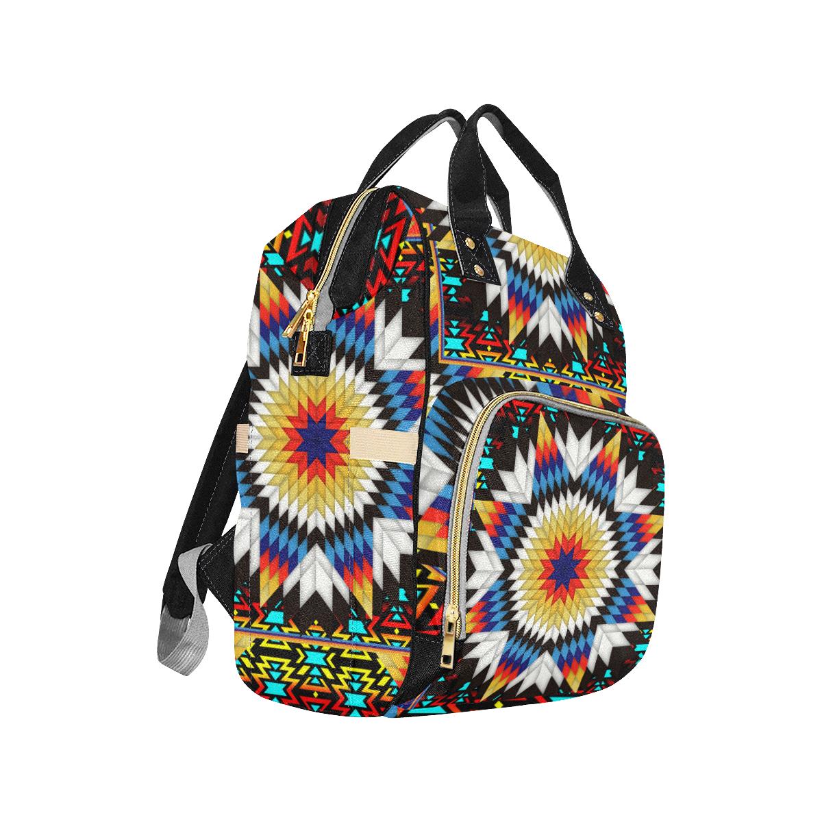 Blackfire and Turquoise Star Multi-Function Diaper Backpack (Model 1688) Diaper Backpack (1688) e-joyer