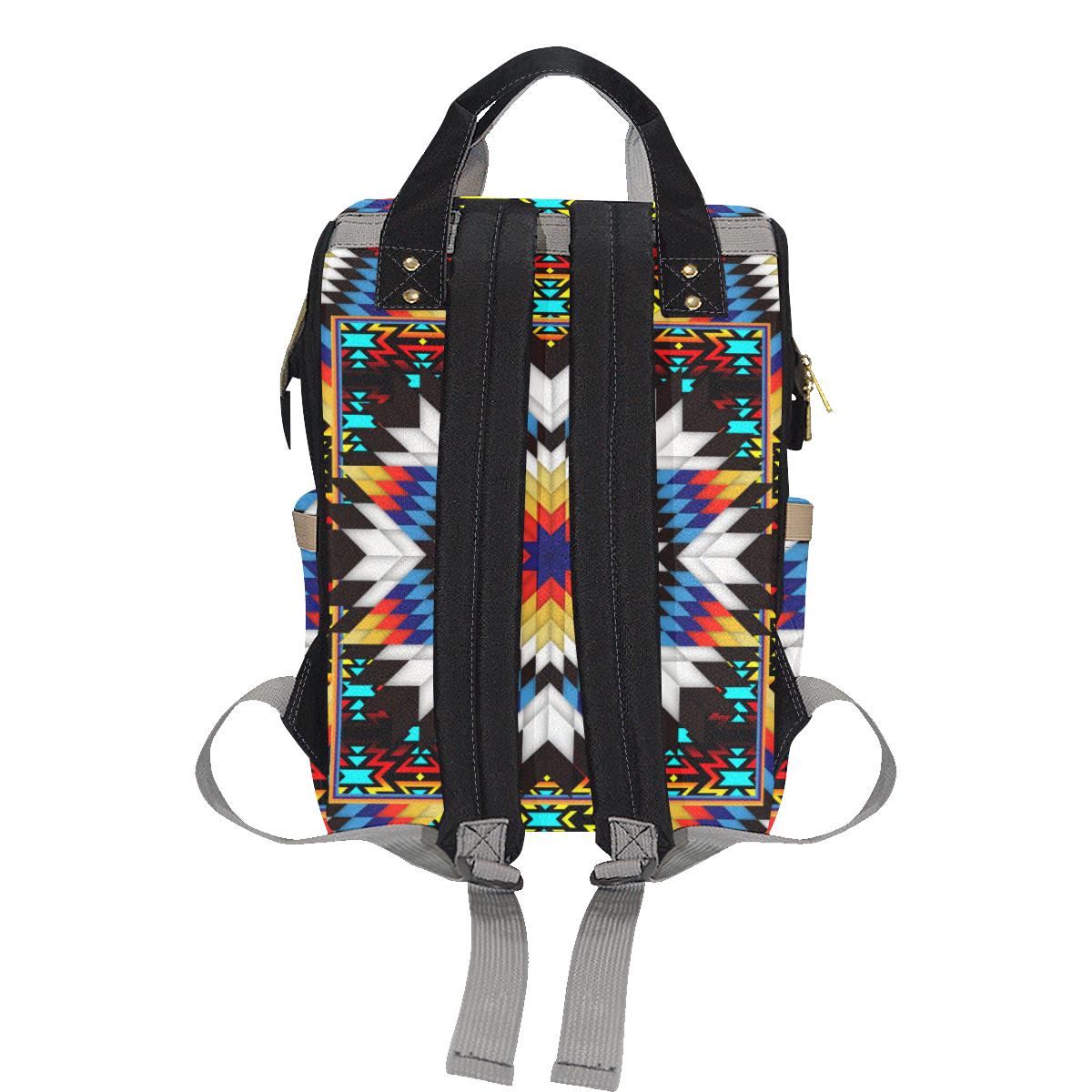 Blackfire and Turquoise Star Multi-Function Diaper Backpack (Model 1688) Diaper Backpack (1688) e-joyer