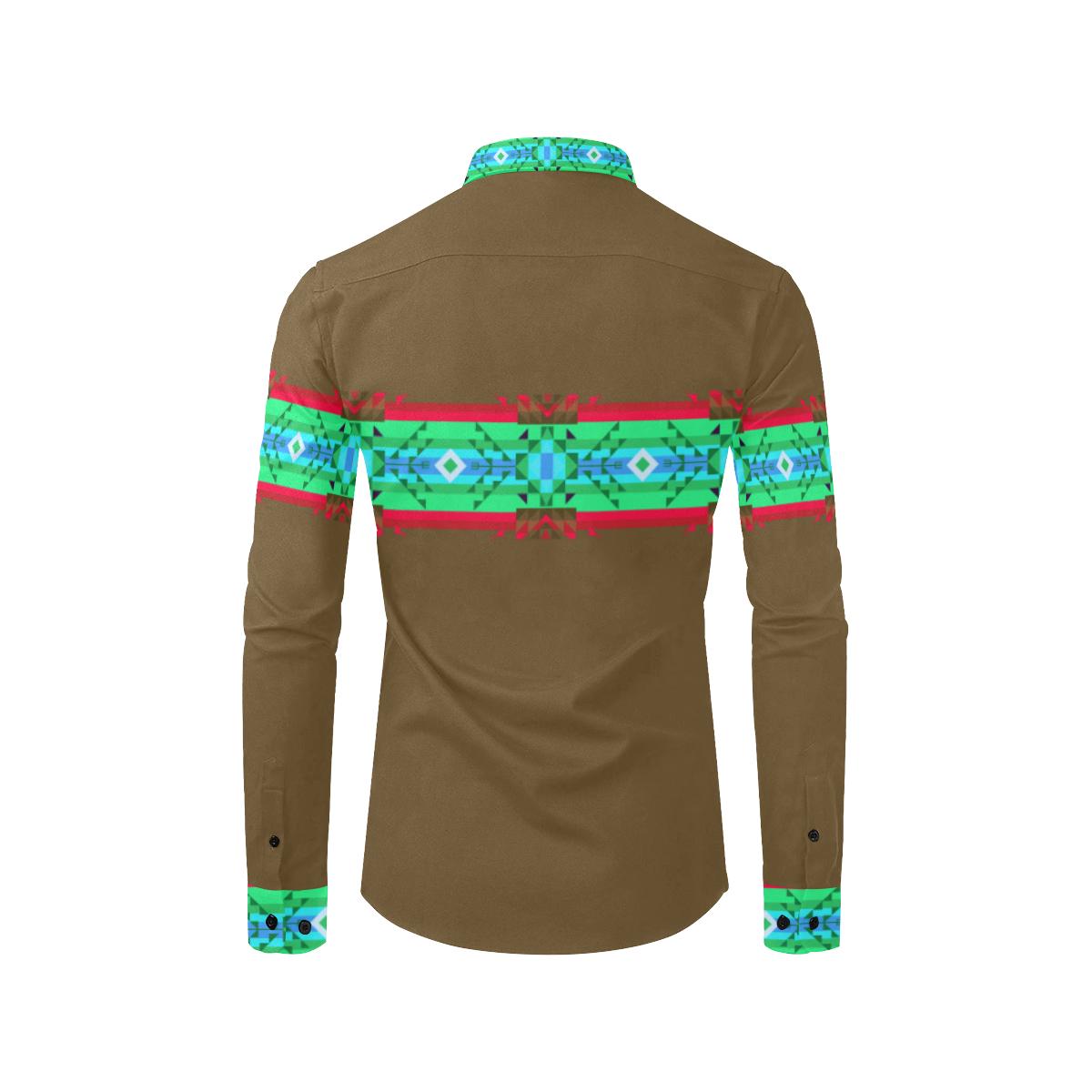 Blanket Strip Earth-1 Men's All Over Print Casual Dress Shirt (Model T61) Men's Dress Shirt (T61) e-joyer