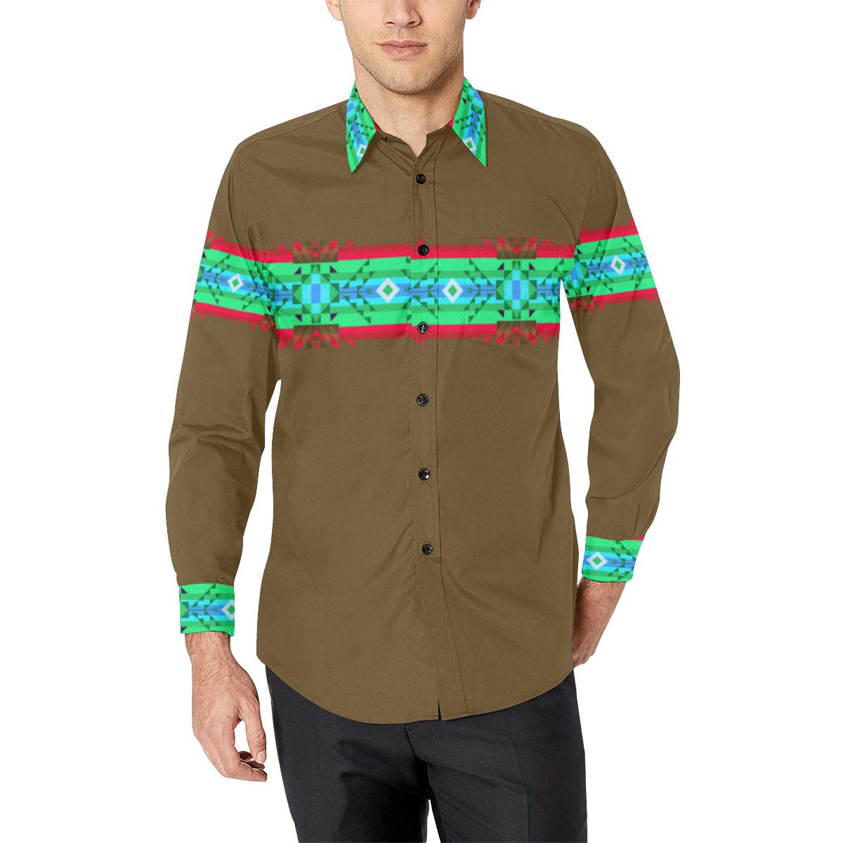 Blanket Strip Earth-1 Men's All Over Print Casual Dress Shirt (Model T61) Men's Dress Shirt (T61) e-joyer