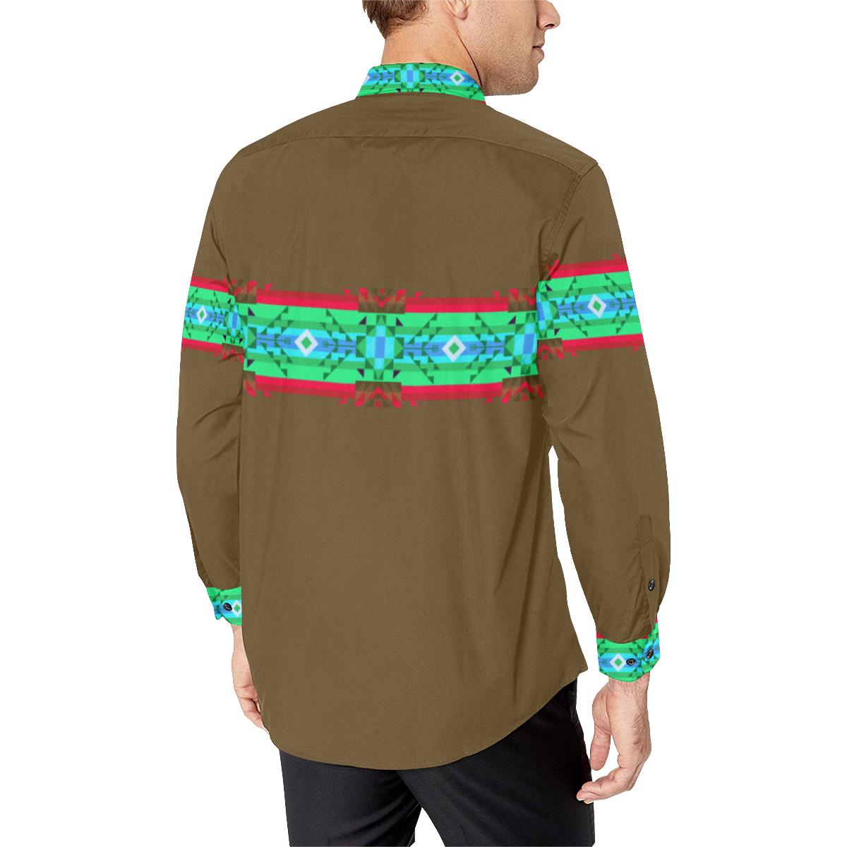 Blanket Strip Earth-1 Men's All Over Print Casual Dress Shirt (Model T61) Men's Dress Shirt (T61) e-joyer