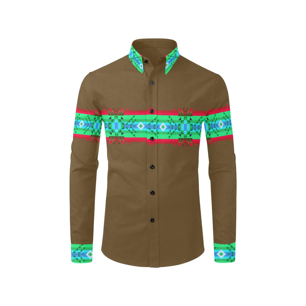 Blanket Strip Earth-1 Men's All Over Print Casual Dress Shirt (Model T61) Men's Dress Shirt (T61) e-joyer
