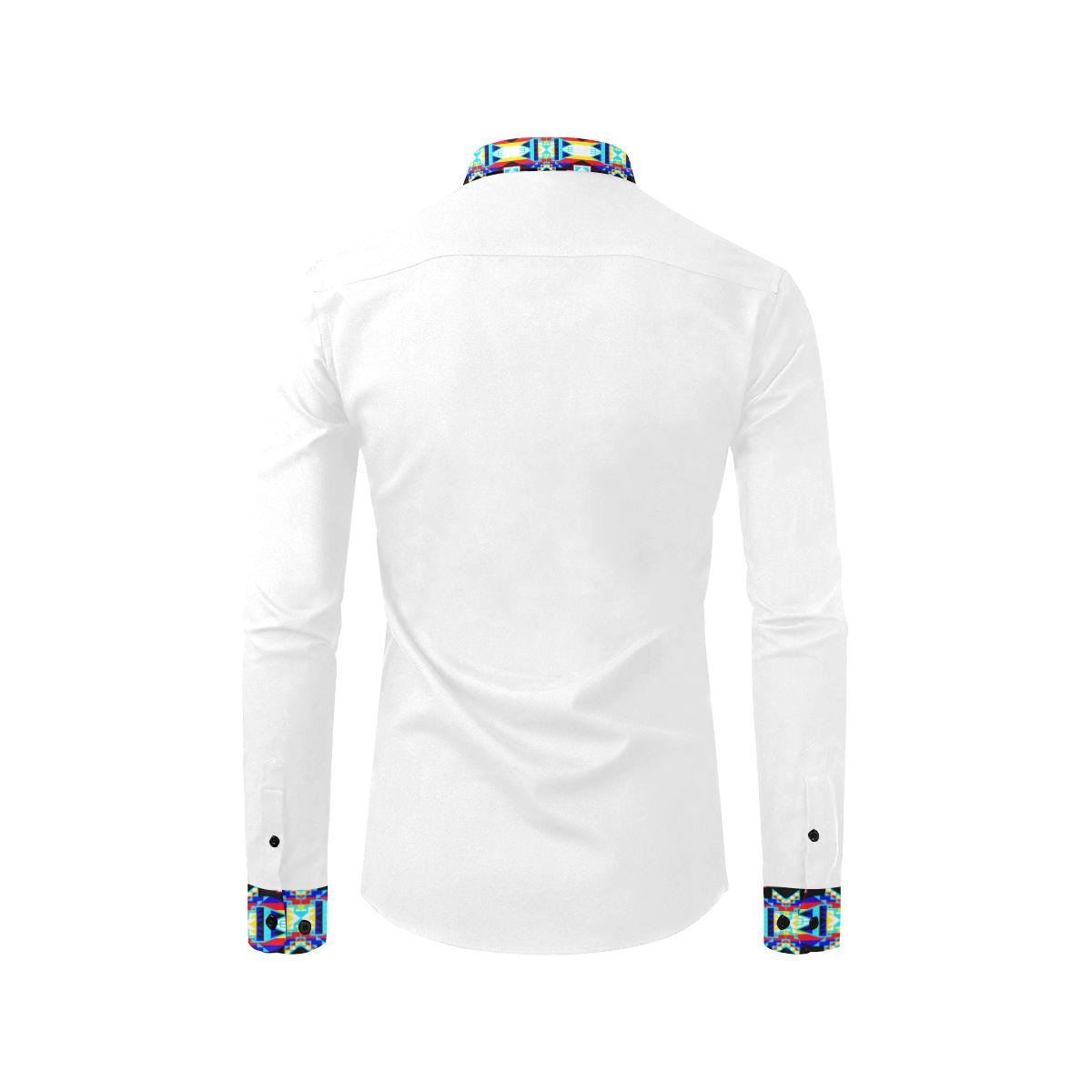 Blanket Strip White II Men's All Over Print Casual Dress Shirt (Model T61) Men's Dress Shirt (T61) e-joyer