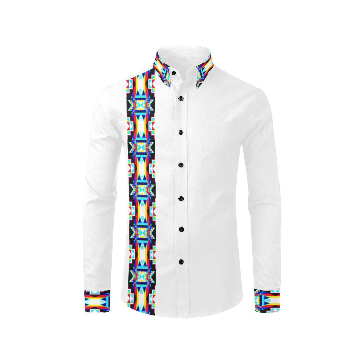 Blanket Strip White II Men's All Over Print Casual Dress Shirt (Model T61) Men's Dress Shirt (T61) e-joyer