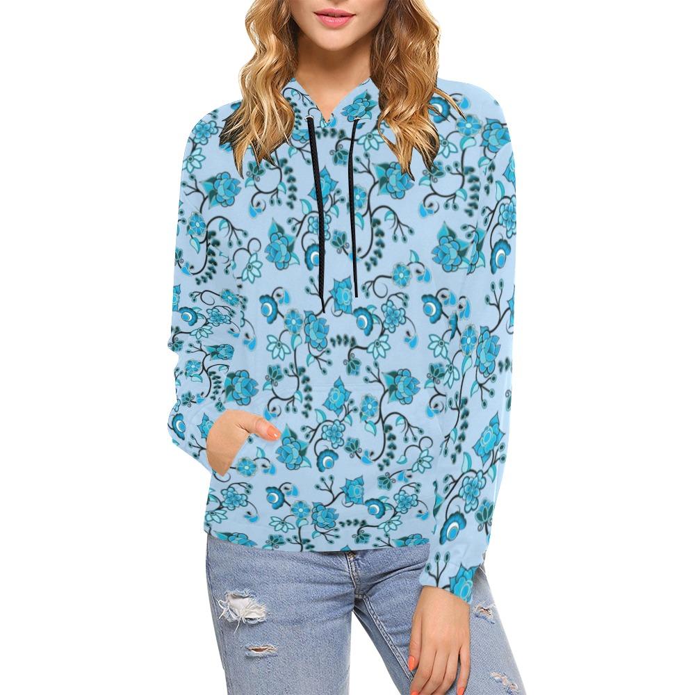Blue Floral Amour All Over Print Hoodie for Women (USA Size) (Model H13) All Over Print Hoodie for Women (H13) e-joyer
