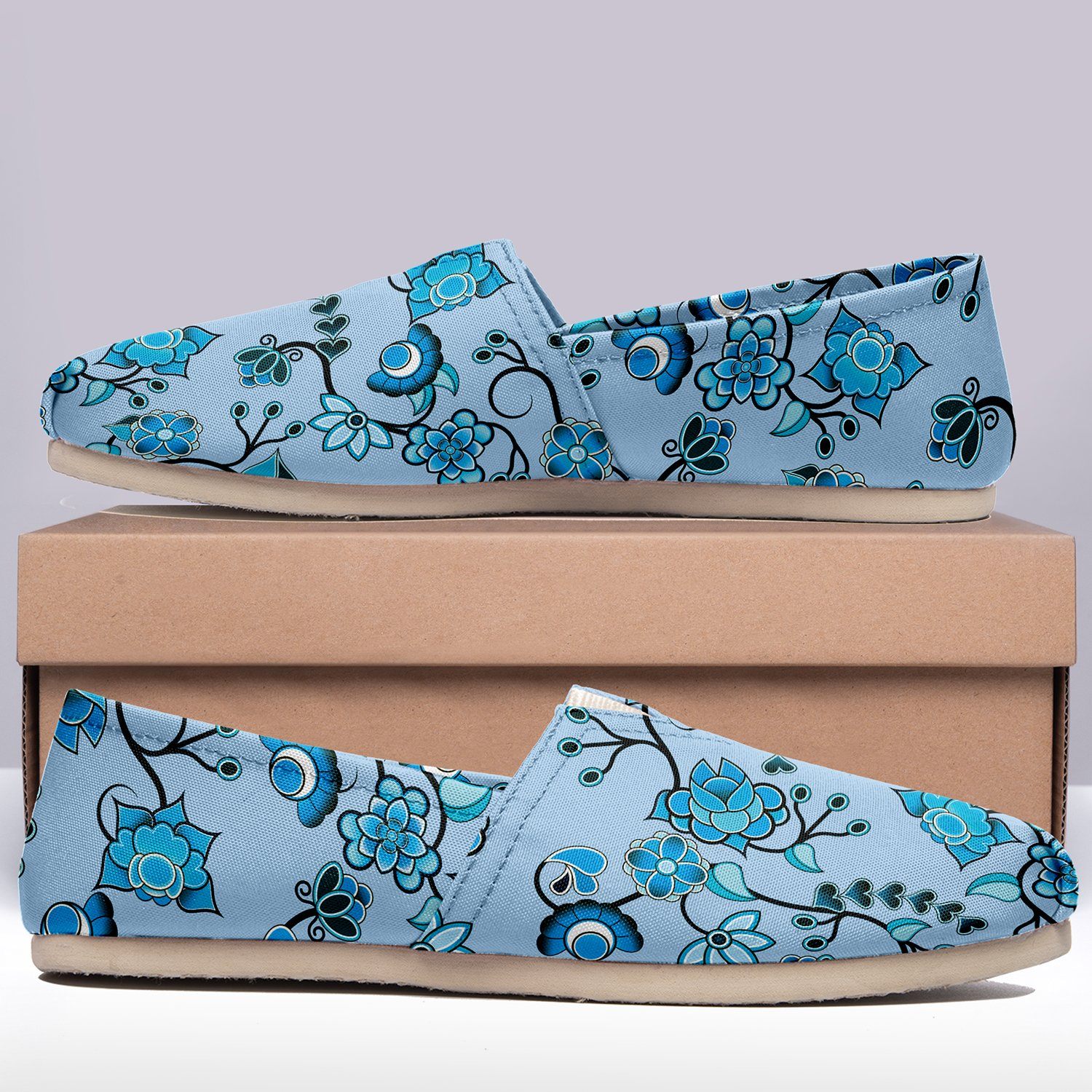 Blue Floral Amour Casual Unisex Slip On Shoe Herman