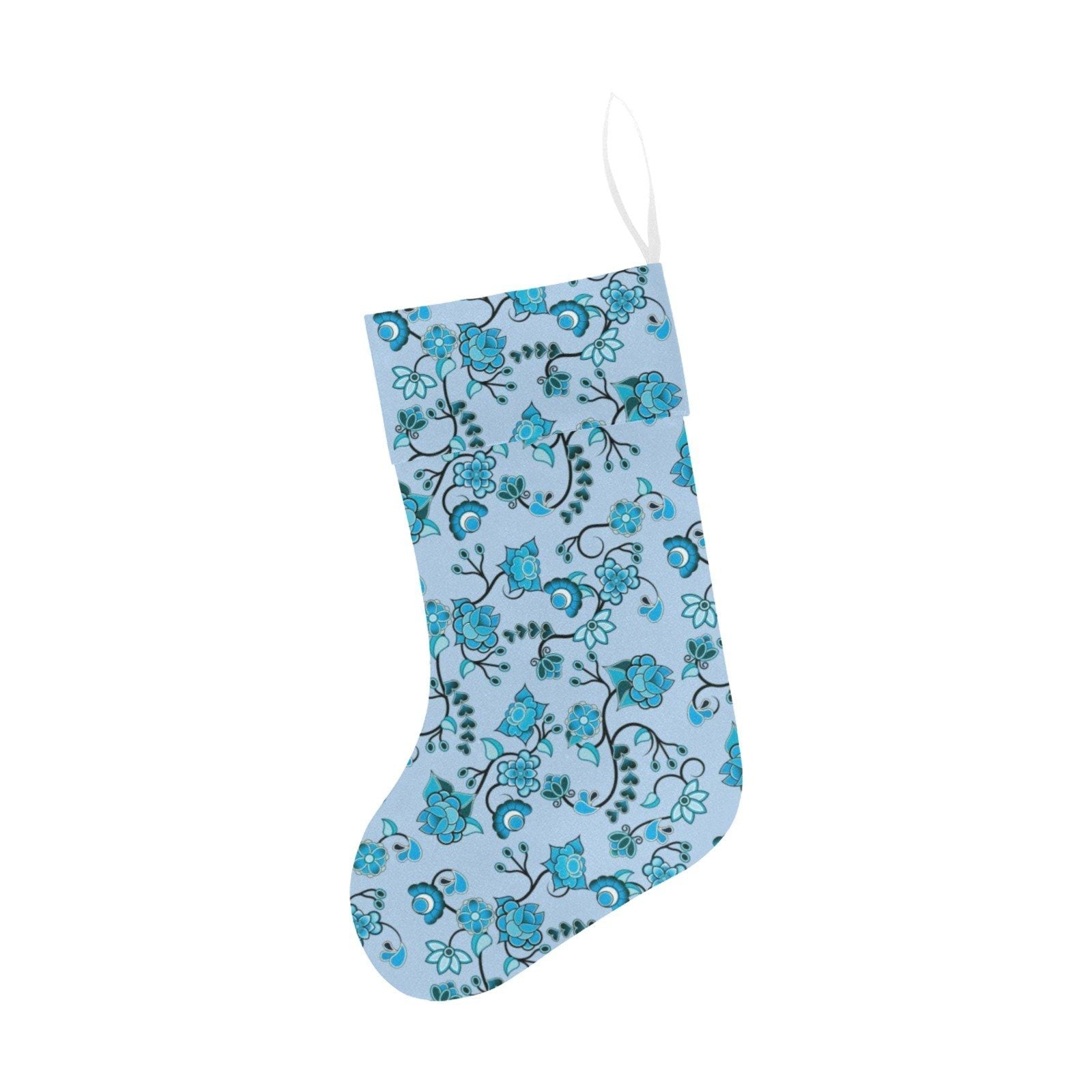 Blue Floral Amour Christmas Stocking holiday stocking e-joyer