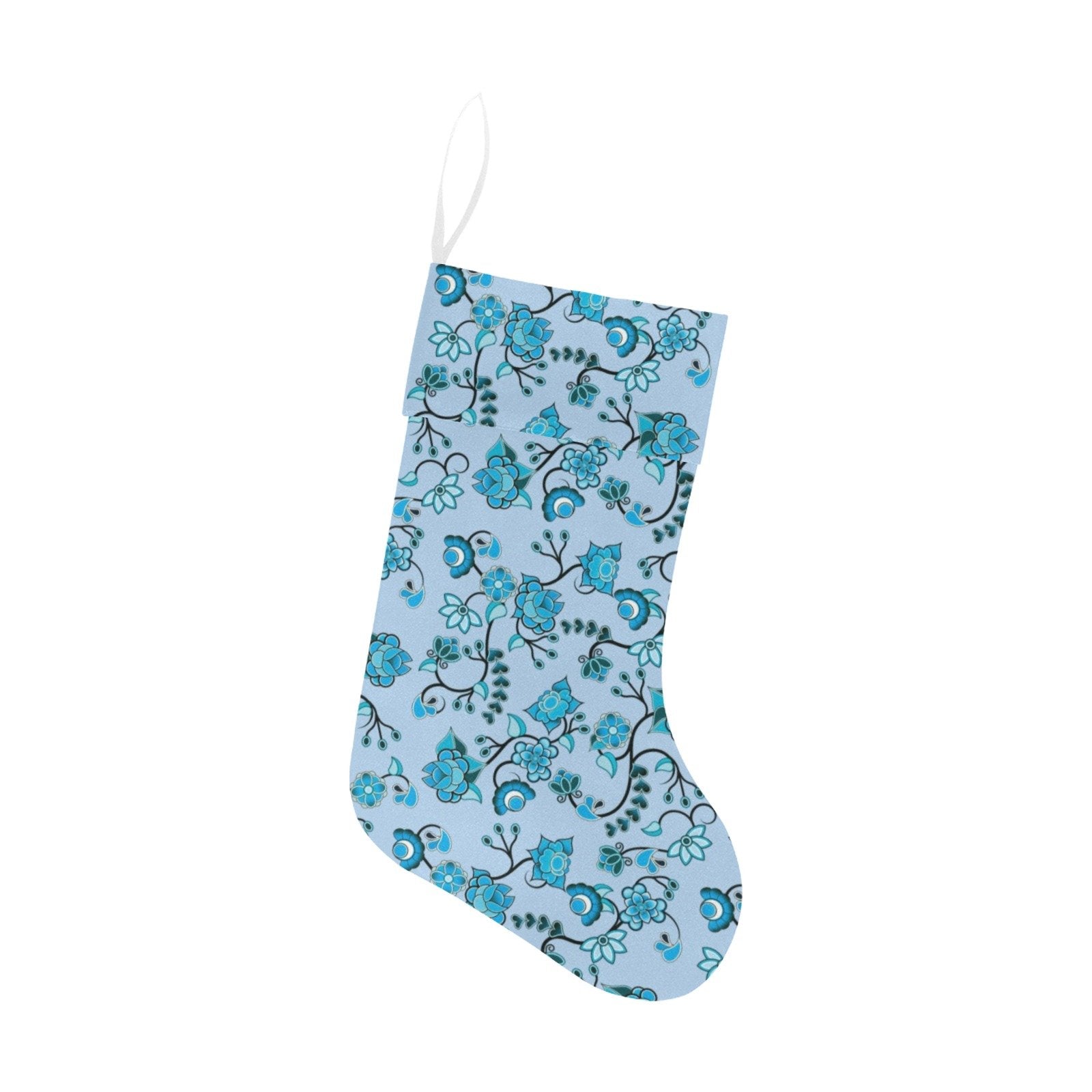 Blue Floral Amour Christmas Stocking holiday stocking e-joyer