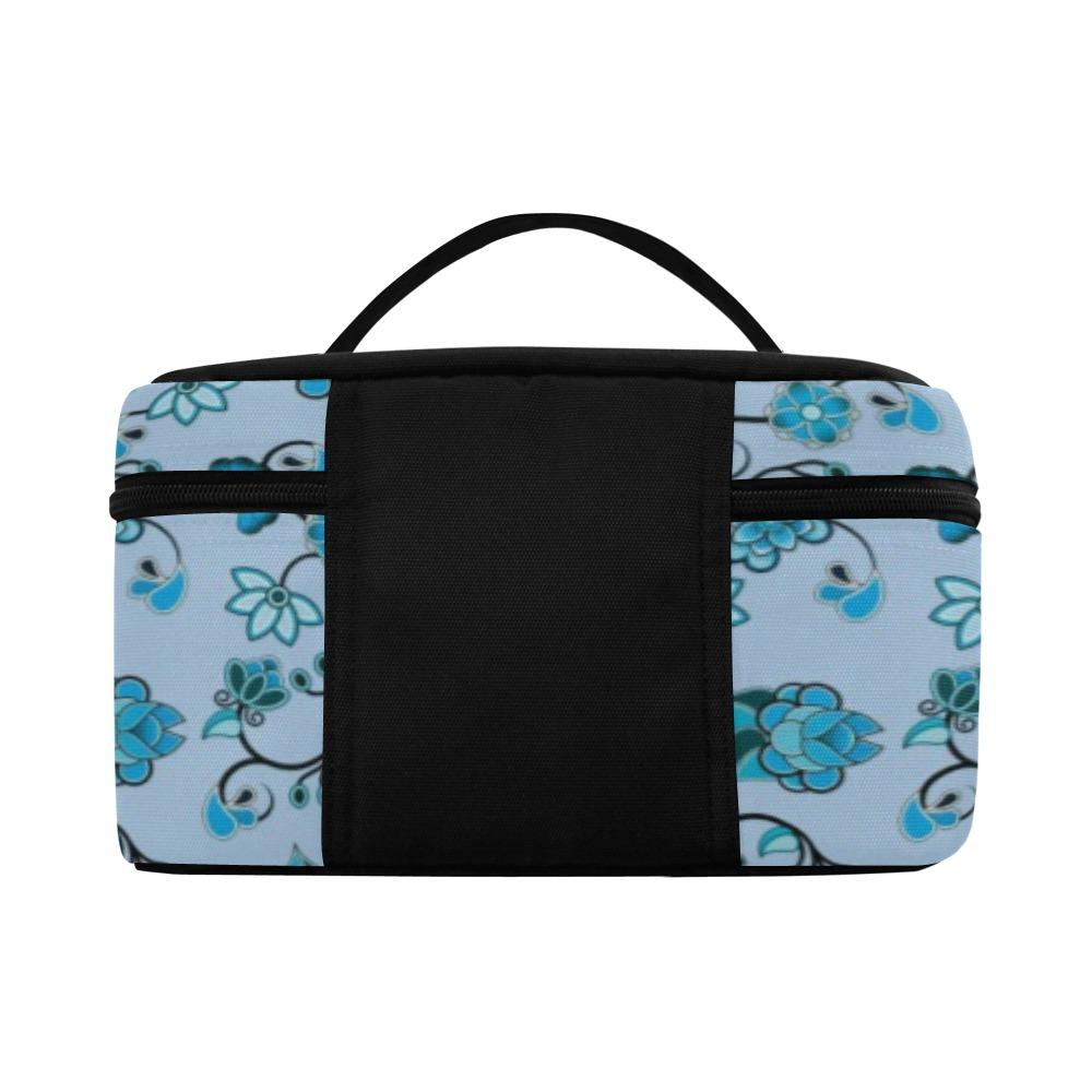 Blue Floral Amour Cosmetic Bag/Large (Model 1658) Cosmetic Bag e-joyer