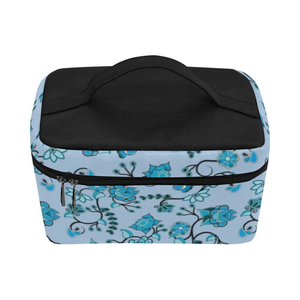 Blue Floral Amour Cosmetic Bag/Large (Model 1658) Cosmetic Bag e-joyer
