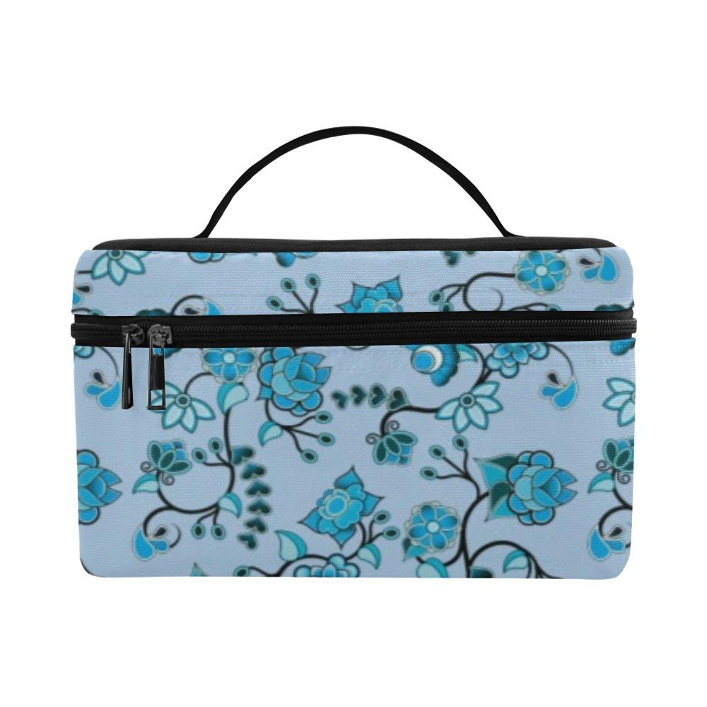 Blue Floral Amour Cosmetic Bag/Large (Model 1658) Cosmetic Bag e-joyer