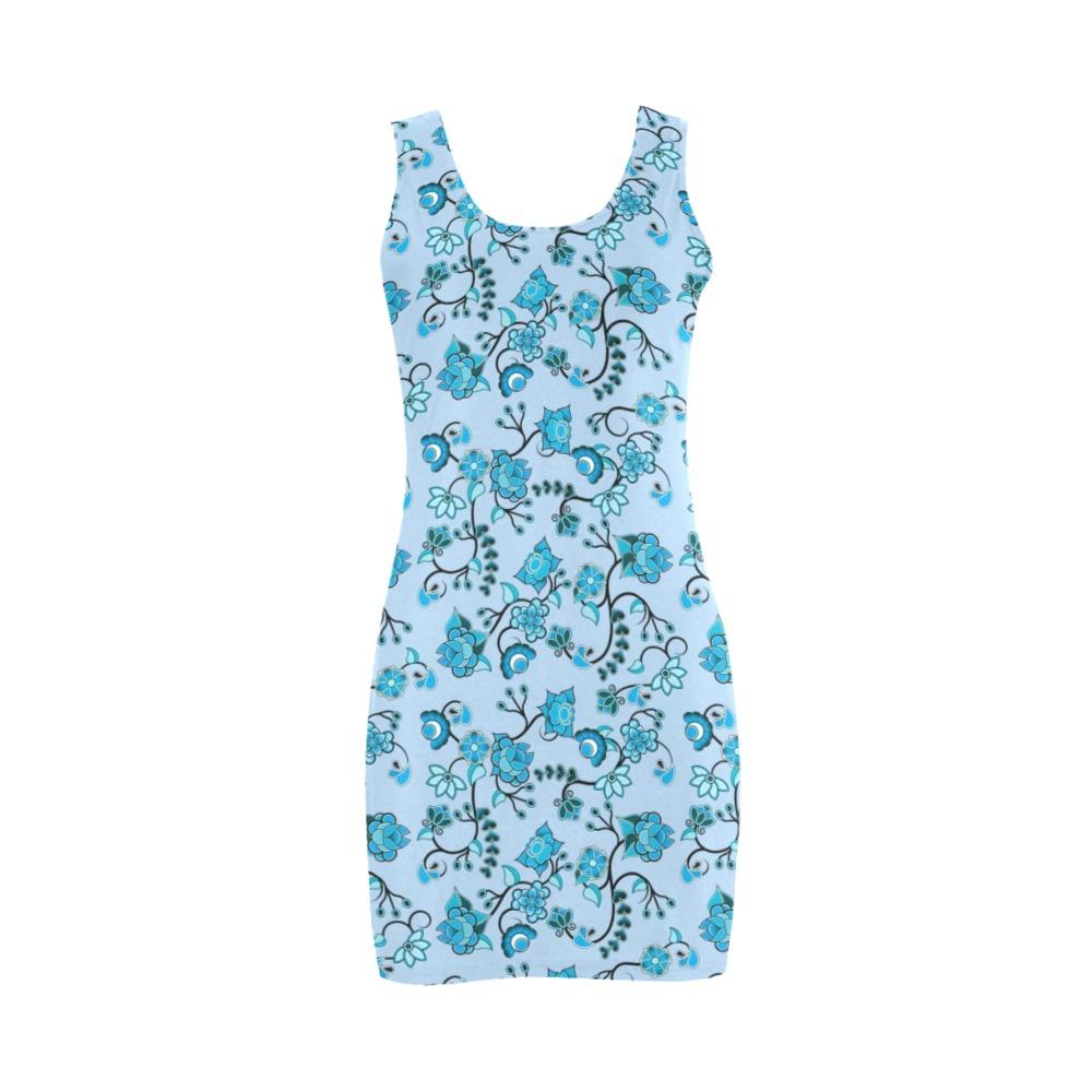 Blue Floral Amour Medea Vest Dress (Model D06) Medea Vest Dress (D06) e-joyer