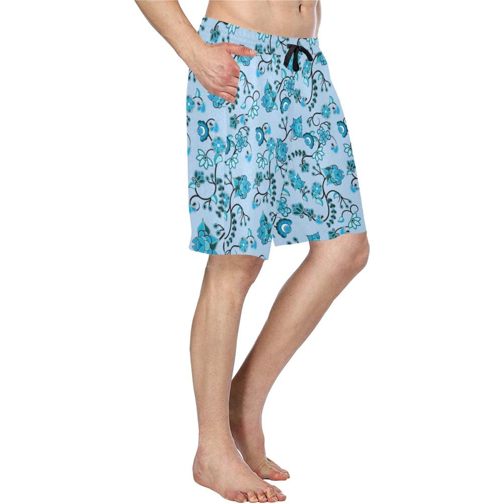 Blue Floral Amour Men's All Over Print Casual Shorts (Model L23) Men's Casual Shorts (L23) e-joyer