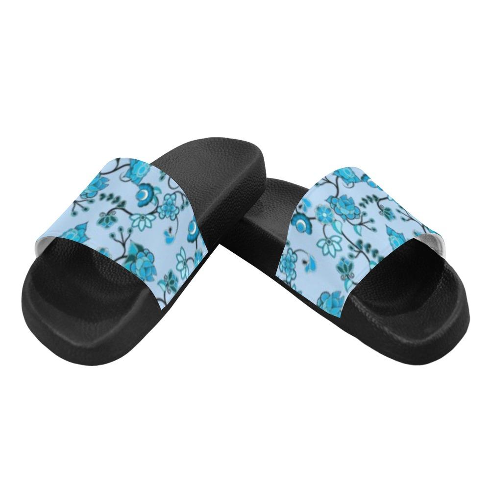 Blue Floral Amour Men's Slide Sandals (Model 057) Men's Slide Sandals (057) e-joyer