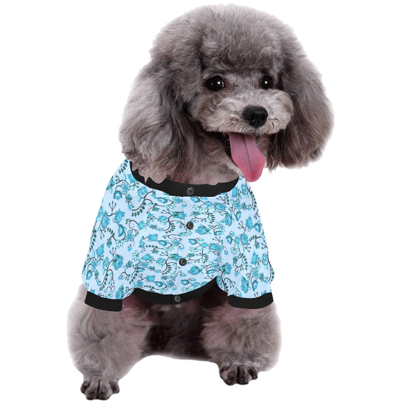 Blue Floral Amour Pet Dog Round Neck Shirt Pet Dog Round Neck Shirt e-joyer
