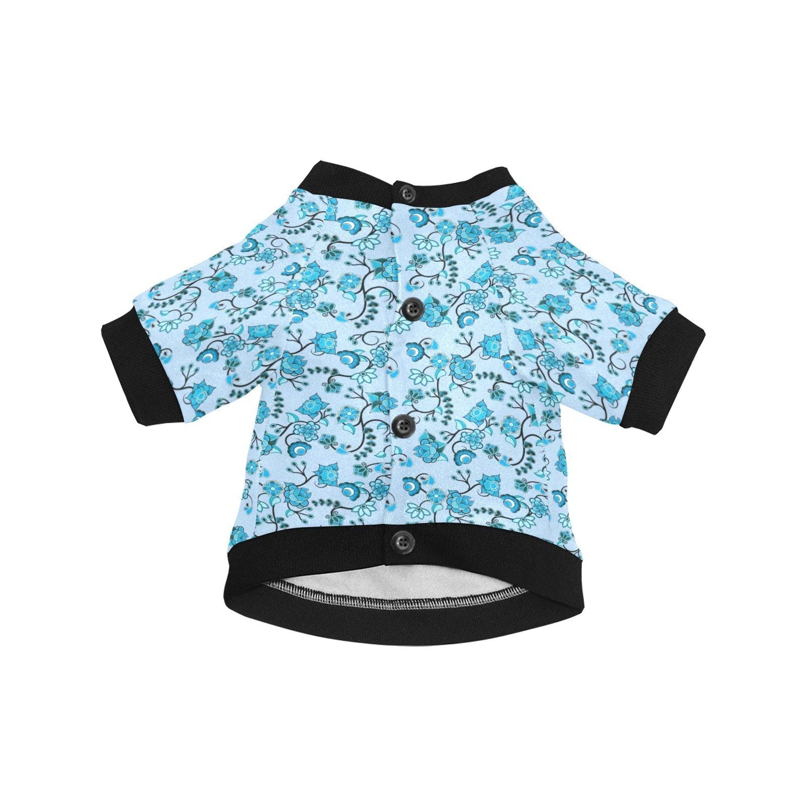 Blue Floral Amour Pet Dog Round Neck Shirt Pet Dog Round Neck Shirt e-joyer