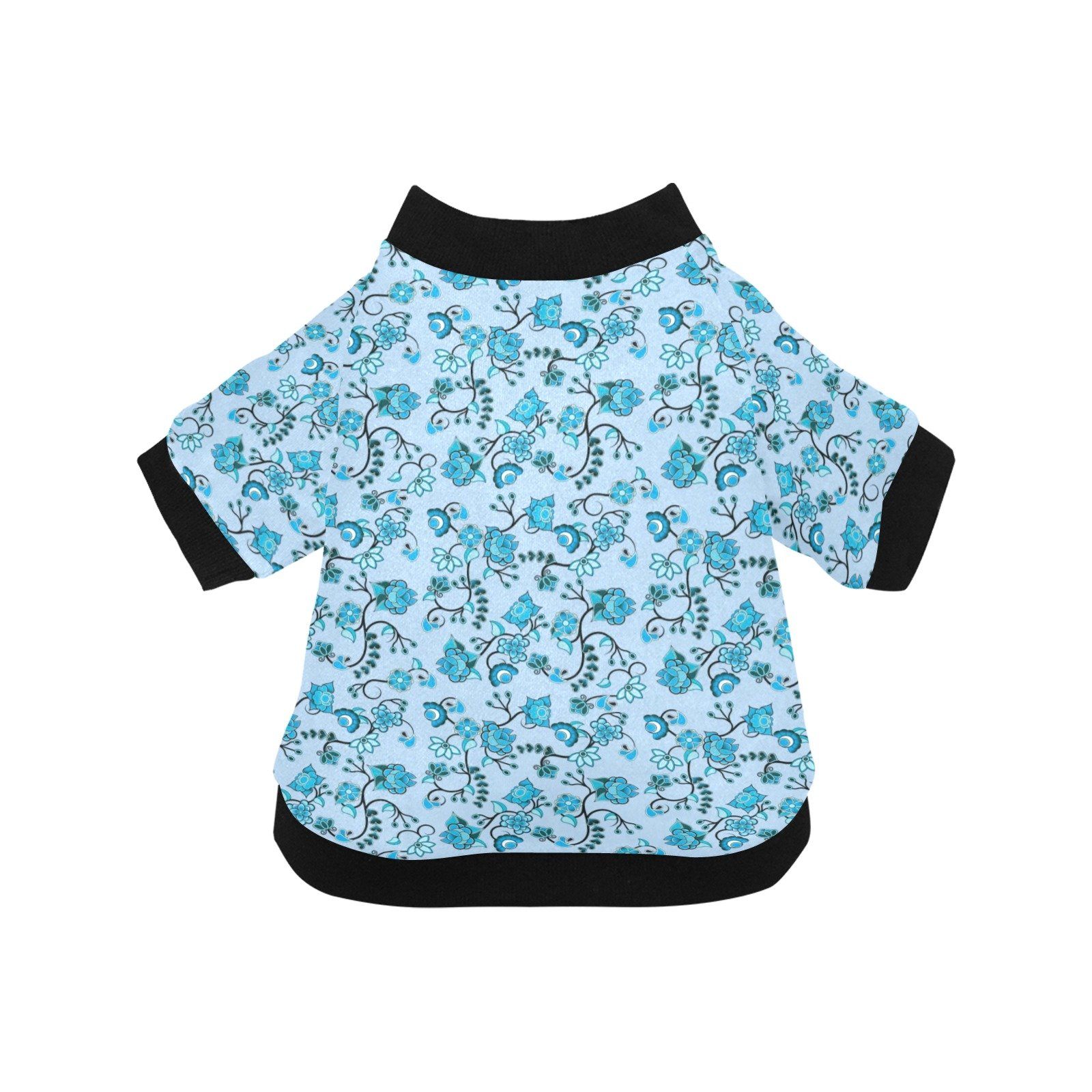 Blue Floral Amour Pet Dog Round Neck Shirt Pet Dog Round Neck Shirt e-joyer