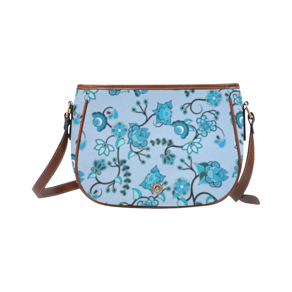 Blue Floral Amour Saddle Bag/Small (Model 1649) Full Customization bag e-joyer