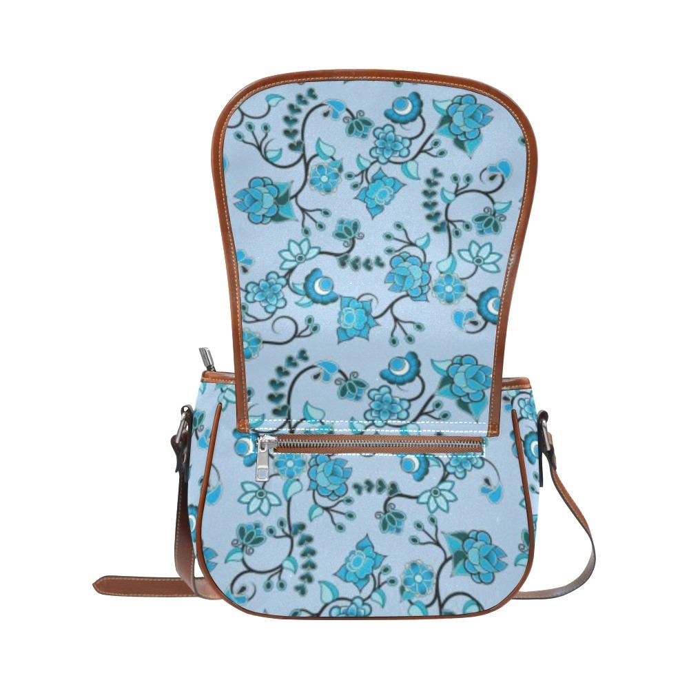 Blue Floral Amour Saddle Bag/Small (Model 1649) Full Customization bag e-joyer