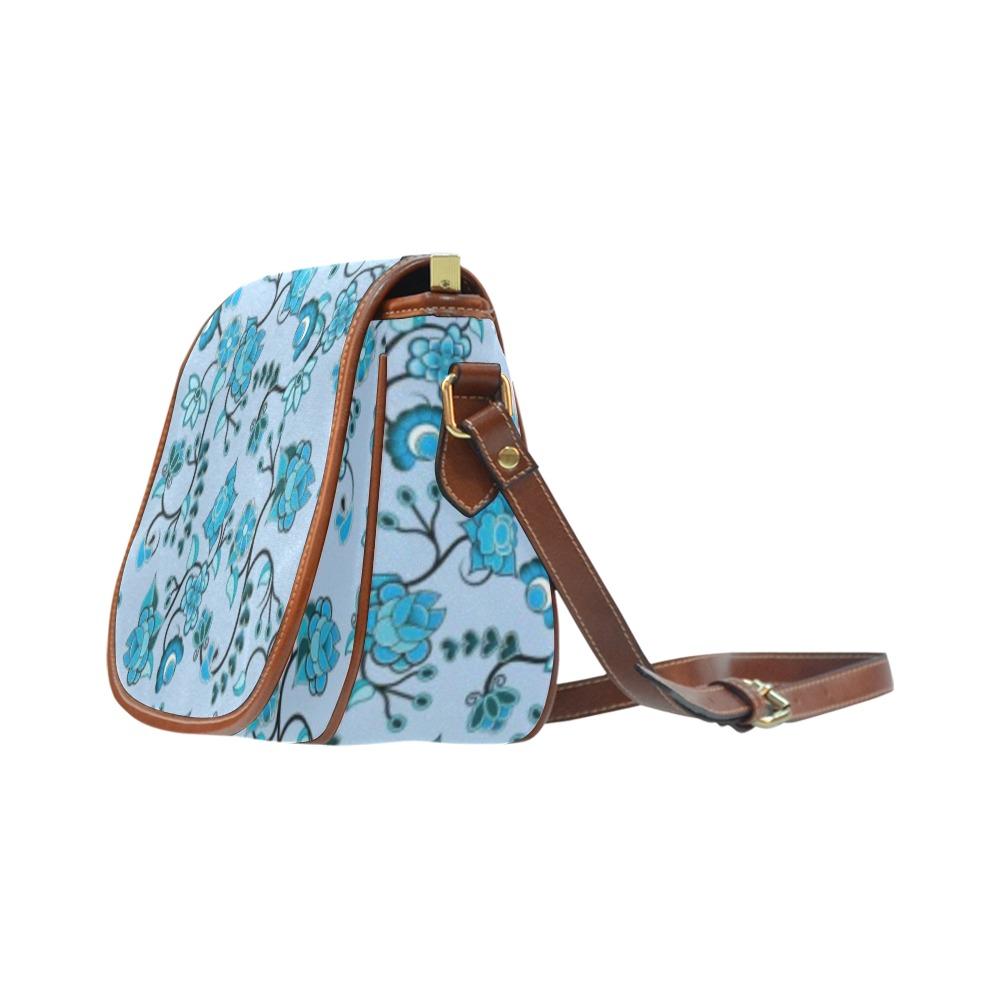 Blue Floral Amour Saddle Bag/Small (Model 1649) Full Customization bag e-joyer