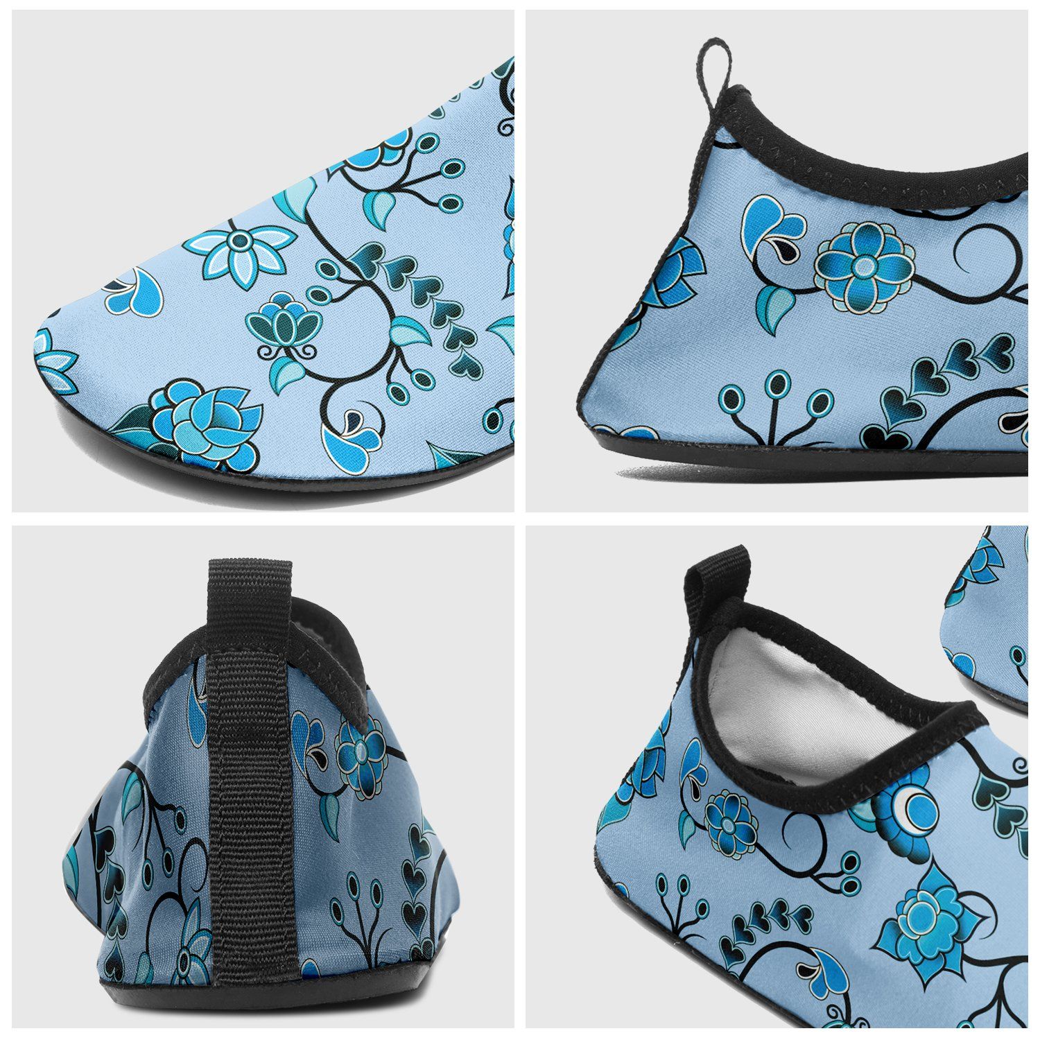 Blue Floral Amour Sockamoccs Kid's Slip On Shoes Herman