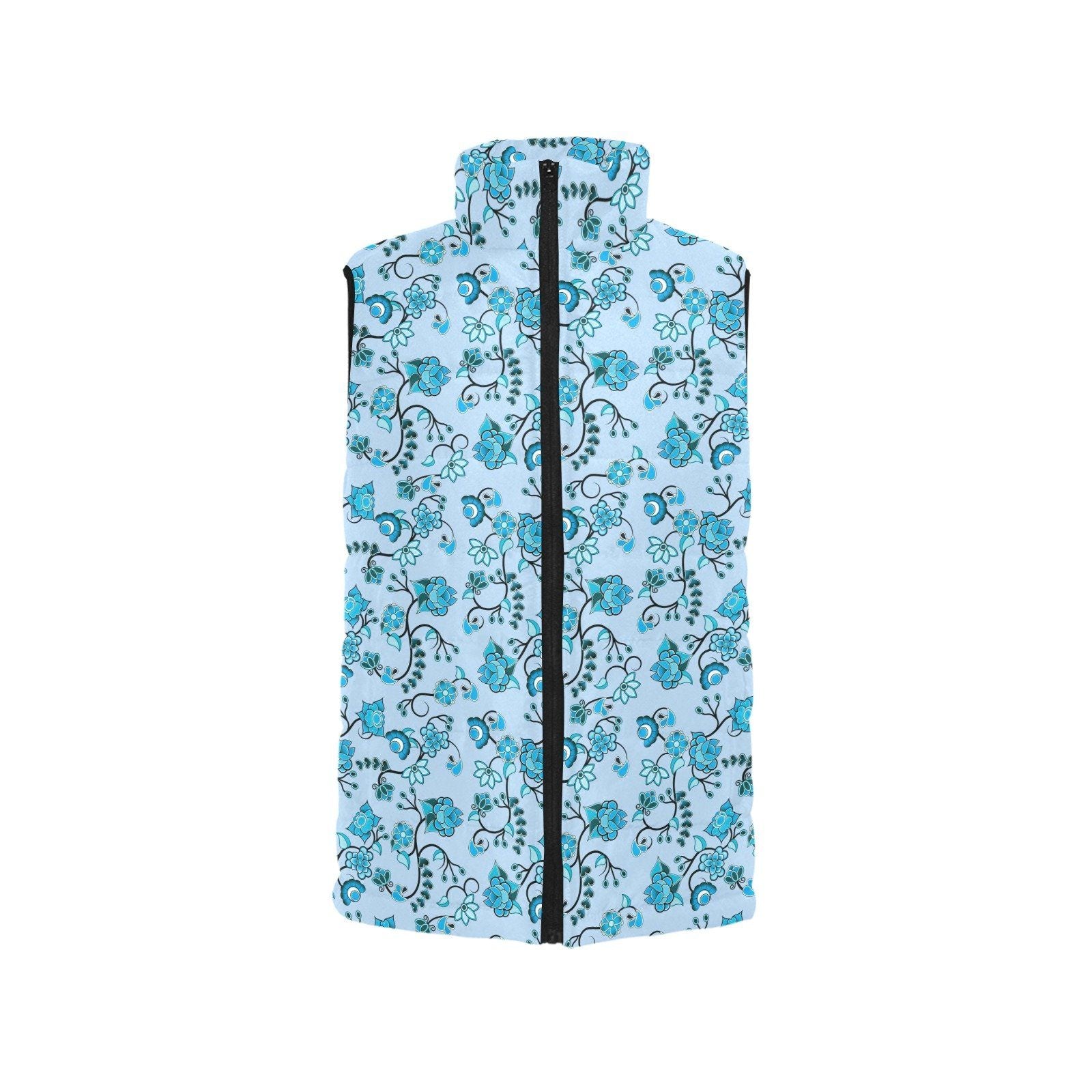 Blue Floral Amour Women's Padded Vest Jacket (Model H44) Women's Padded Vest Jacket (H44) e-joyer