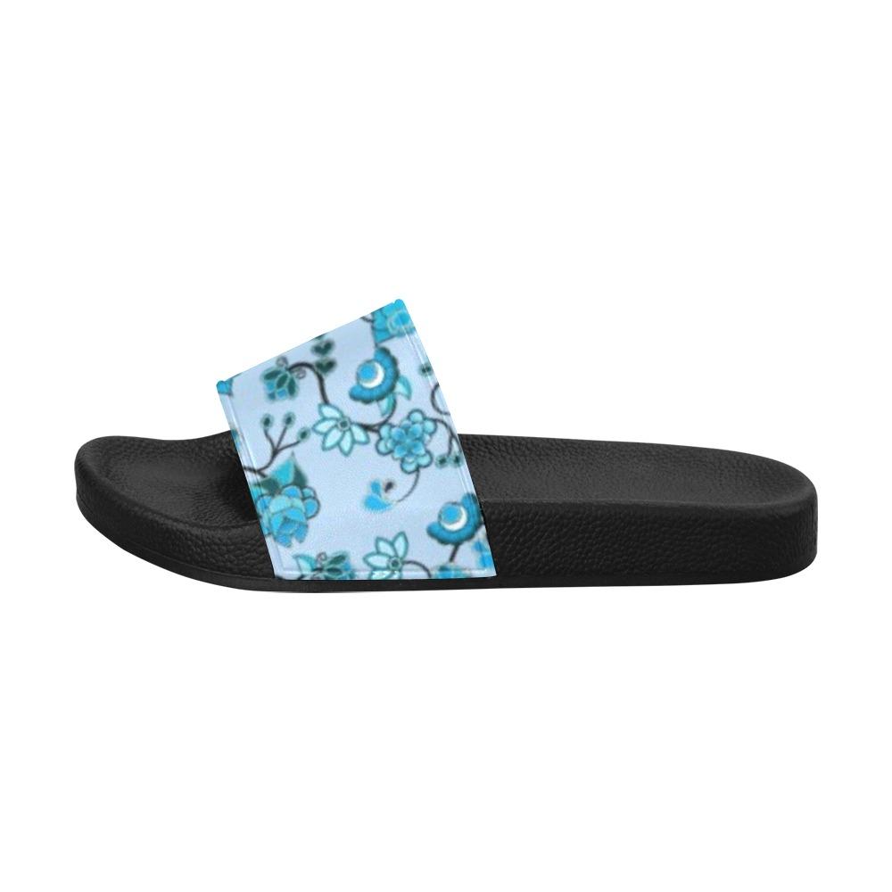 Blue Floral Amour Women's Slide Sandals (Model 057) Women's Slide Sandals (057) e-joyer