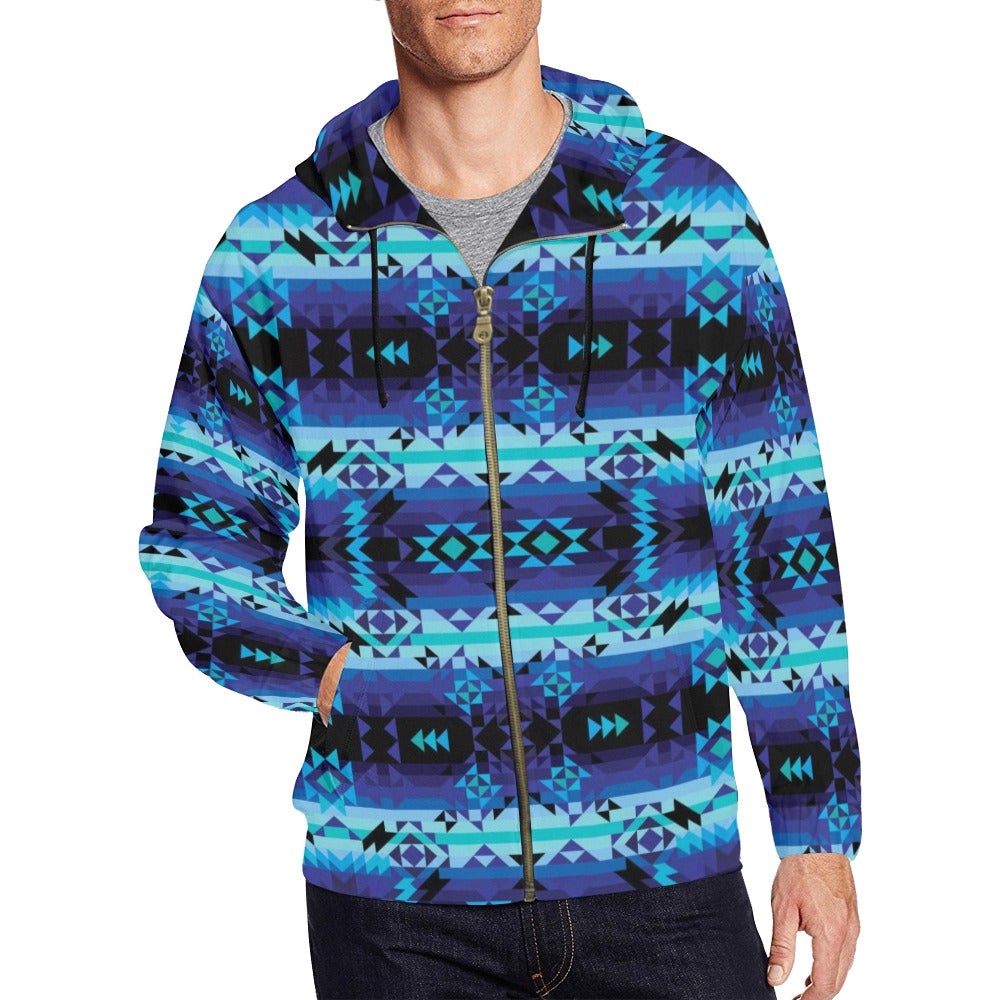 Blue Star All Over Print Full Zip Hoodie for Men (Model H14) hoodie e-joyer