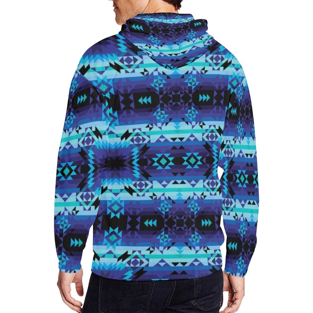 Blue Star All Over Print Full Zip Hoodie for Men (Model H14) hoodie e-joyer