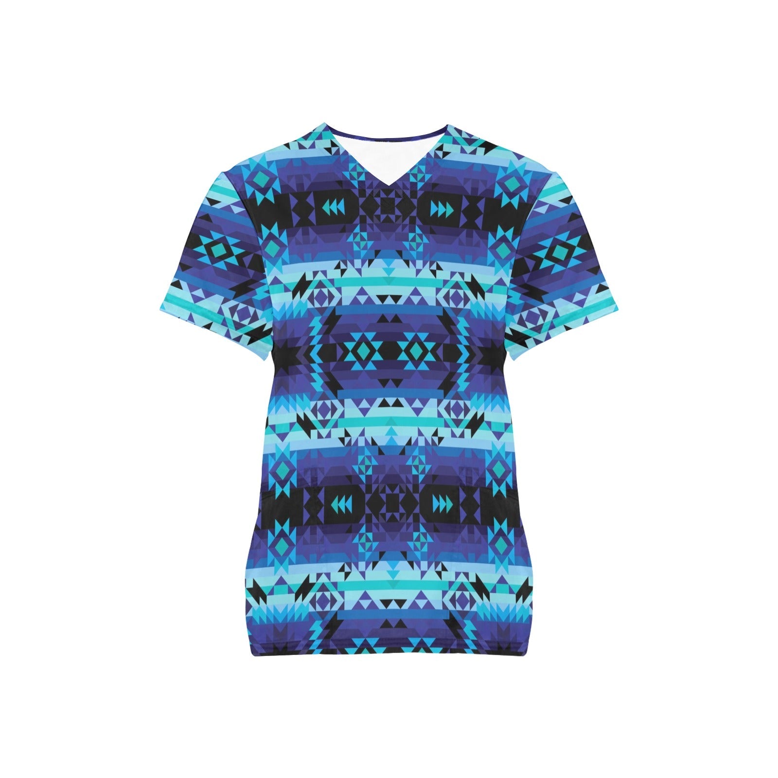 Blue Star All Over Print Scrub Top Scrub Top e-joyer