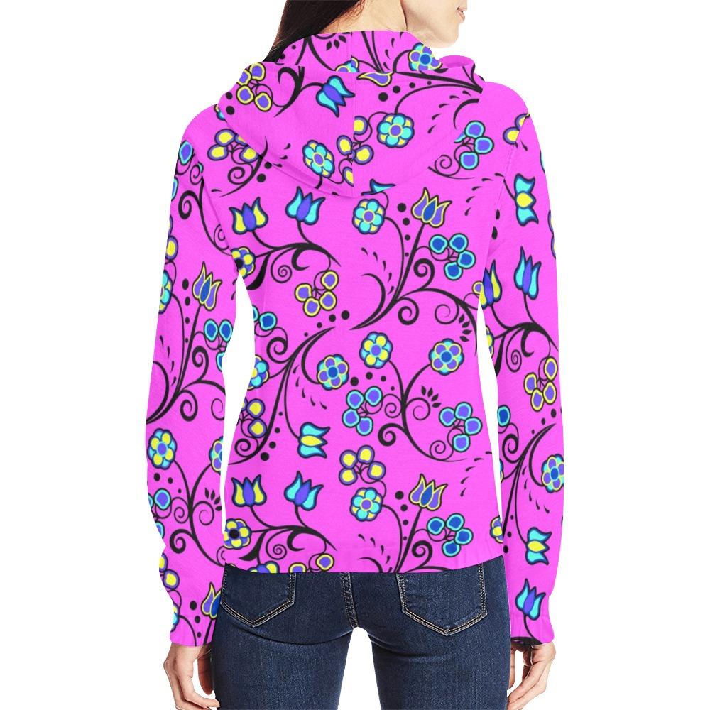 Blue Trio Bubblegum All Over Print Full Zip Hoodie for Women (Model H14) hoodie e-joyer