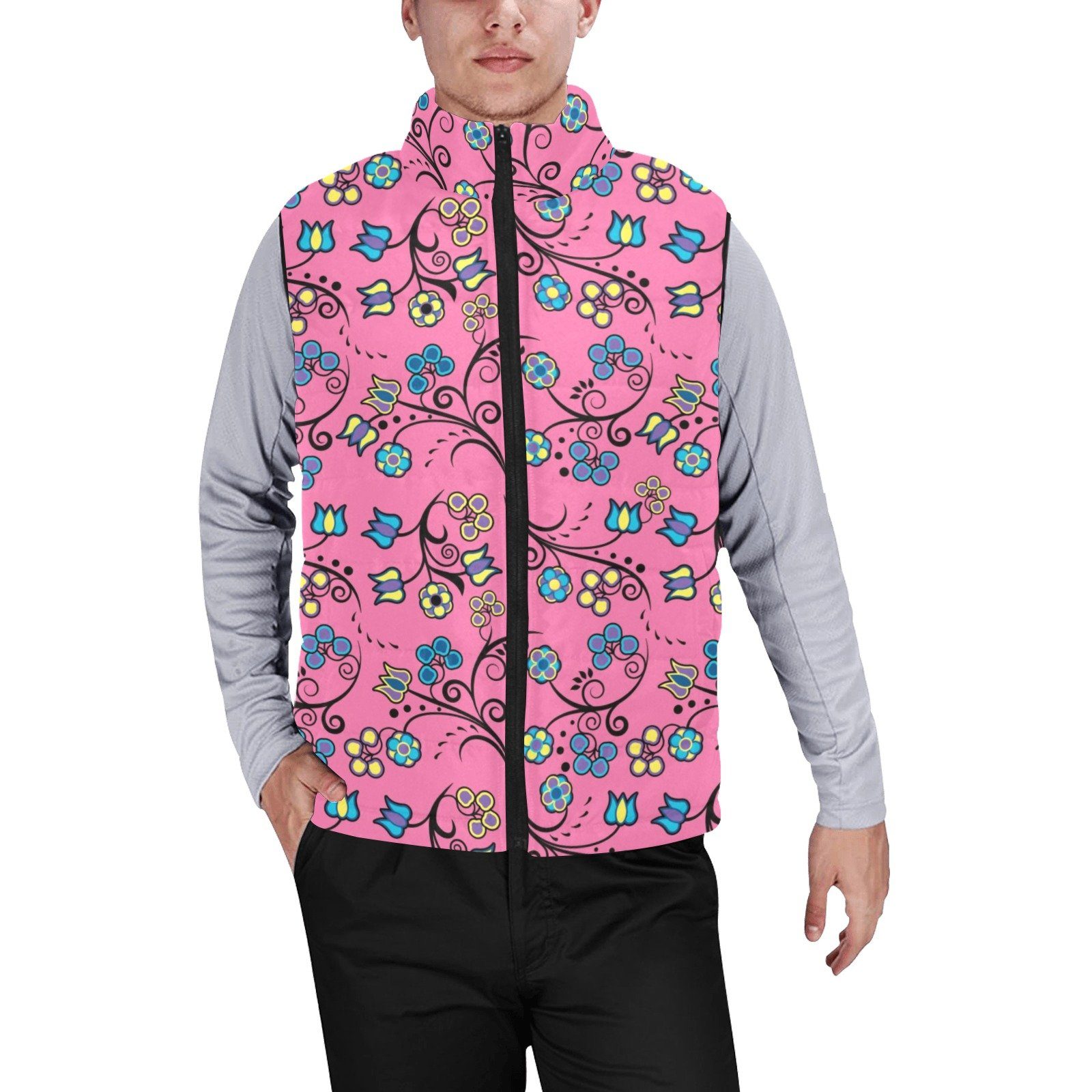 Blue Trio Bubblegum Men's Padded Vest Jacket (Model H44) Men's Padded Vest Jacket (H44) e-joyer
